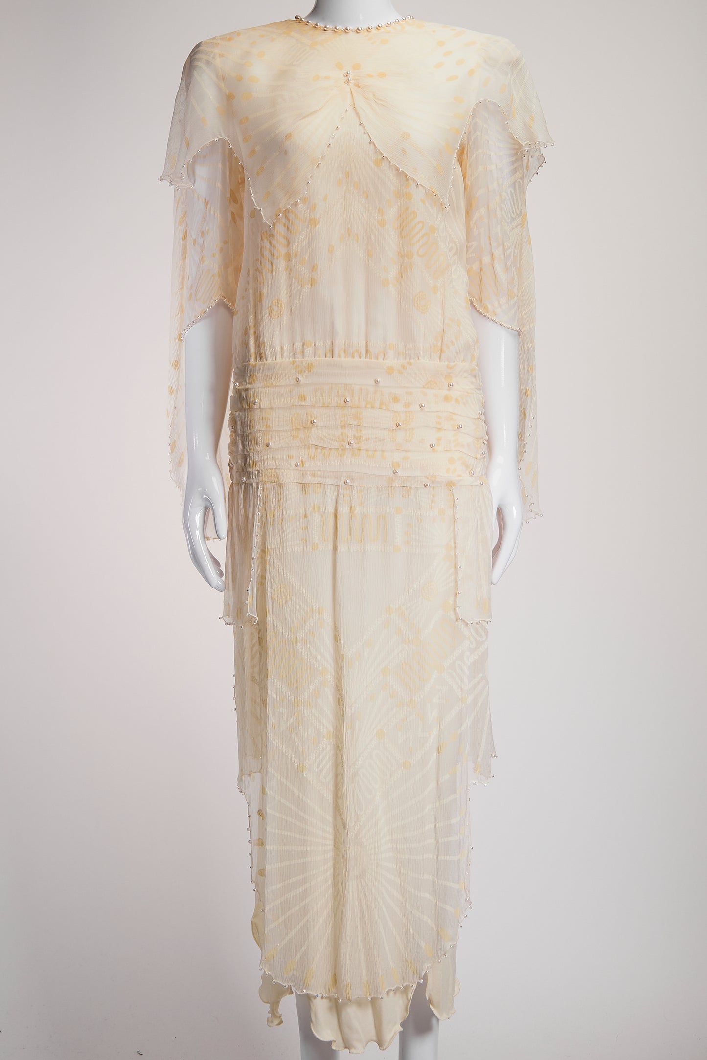 Zanola Rhodes Deep V Cream Textured Dress US8