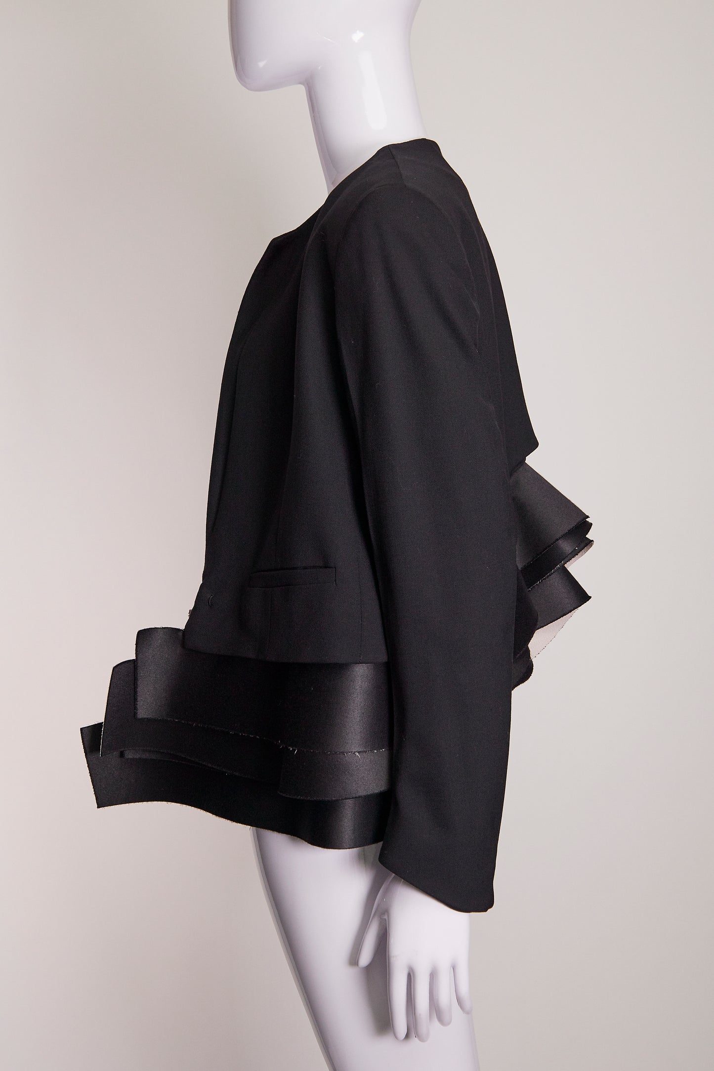 Haider Ackermann Black Collarless Panelled Blazer FR40 IT44
