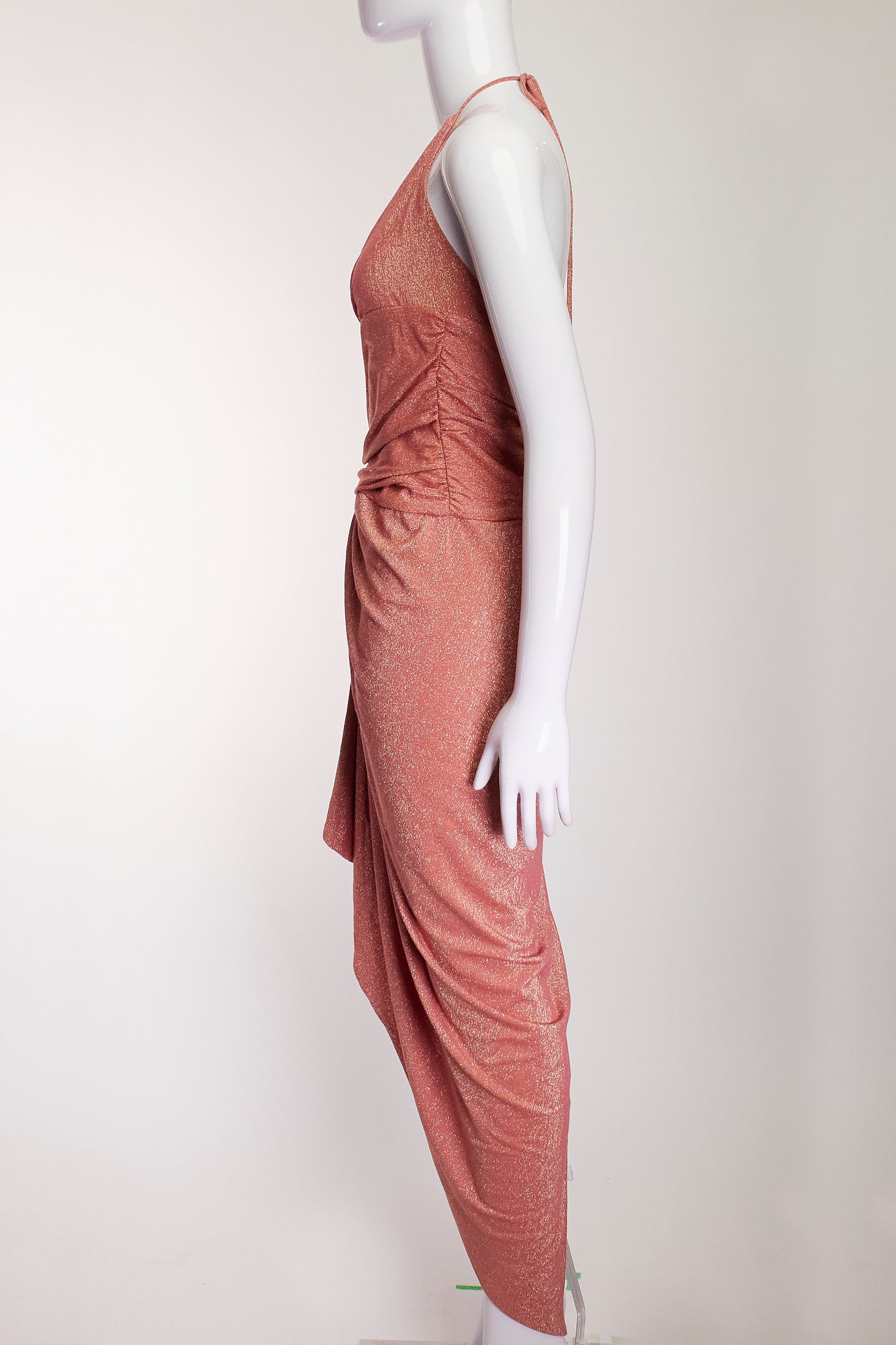 Alexandre Vaithier Metallic Pink Halter Dress