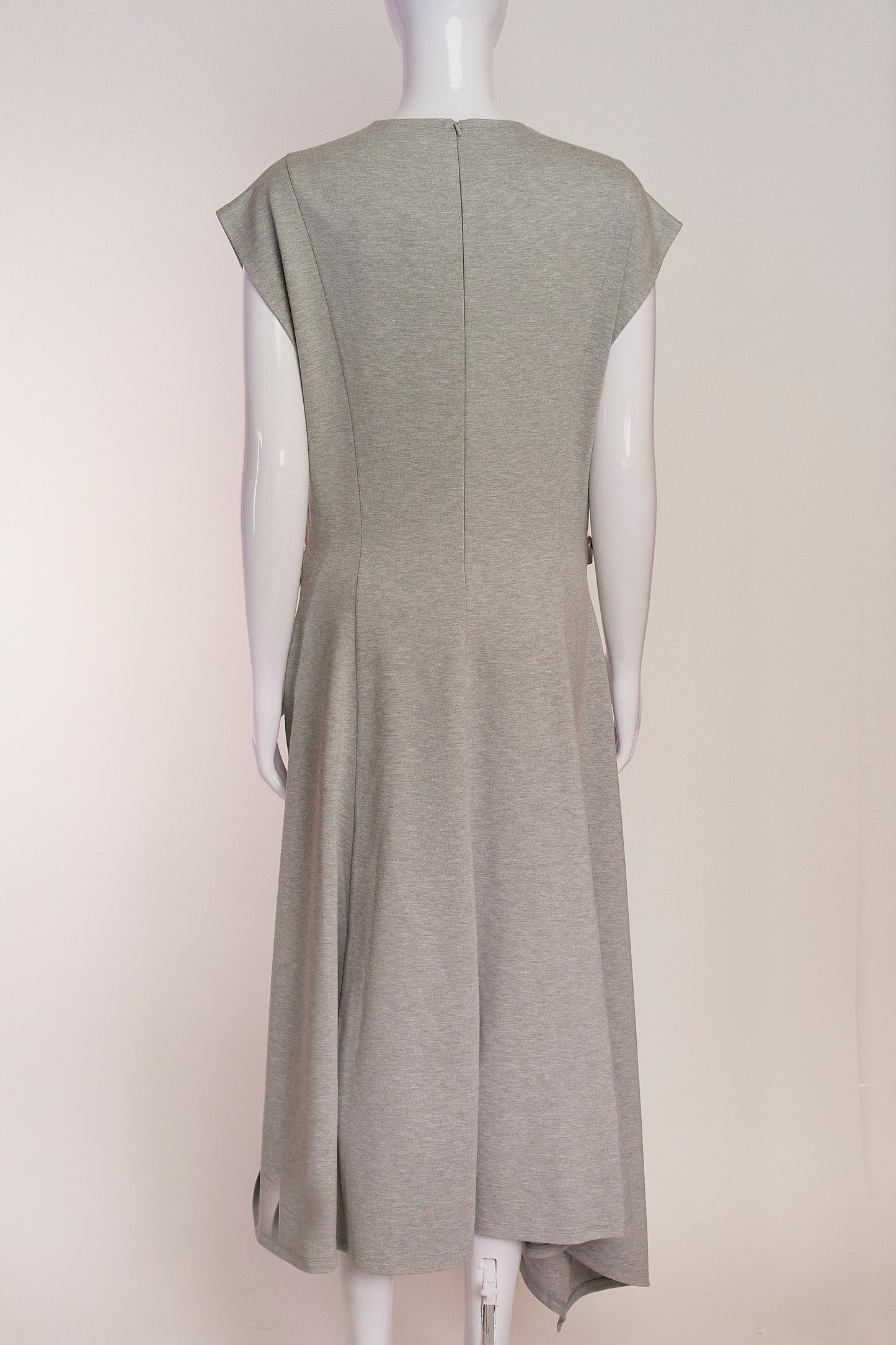 JW Anderson Grey Dress with Silver Chainlink Detail and Cap Sleeve US6