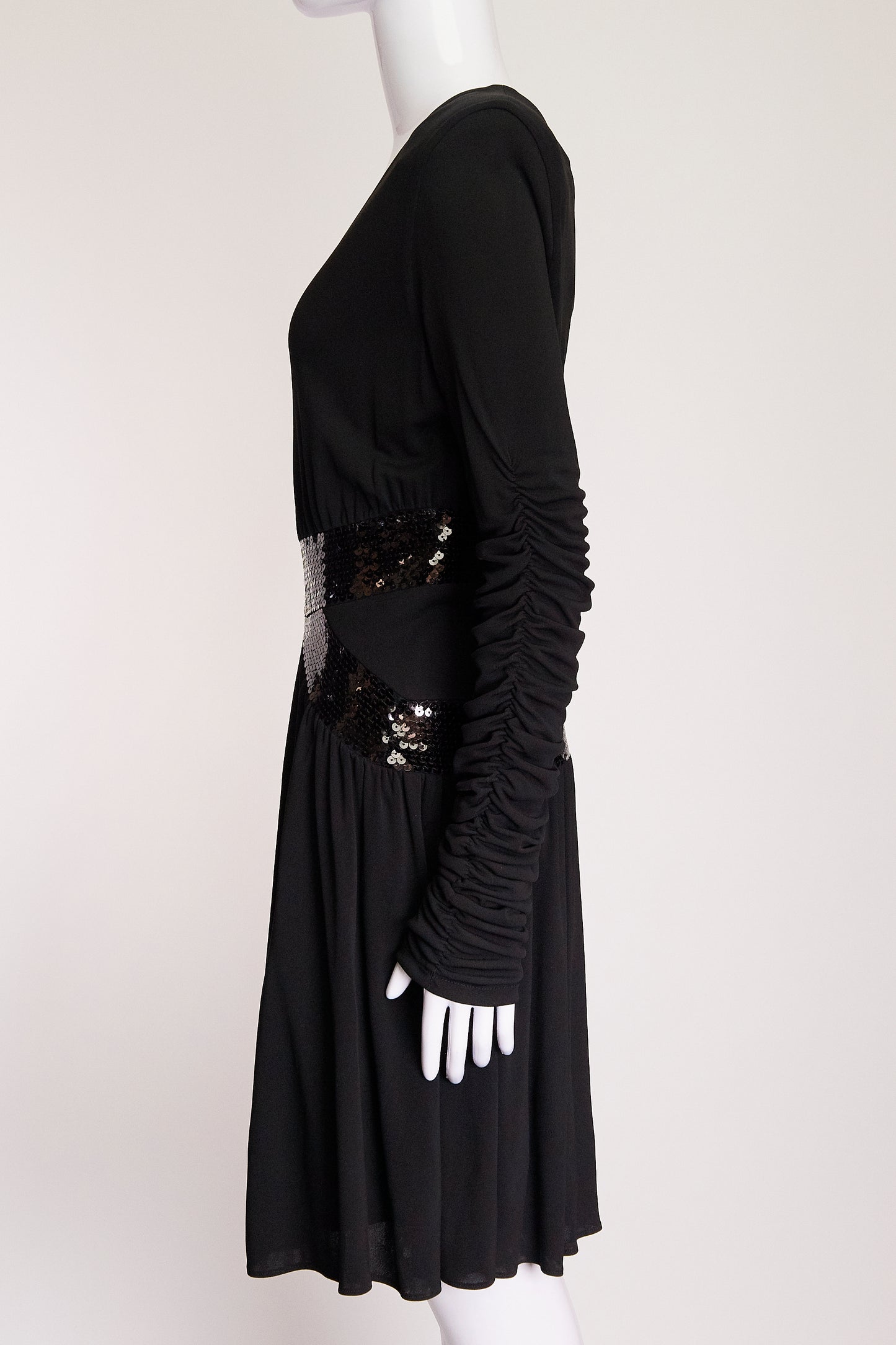 Balmain Black Sequin Middle Dress FR42 IT46