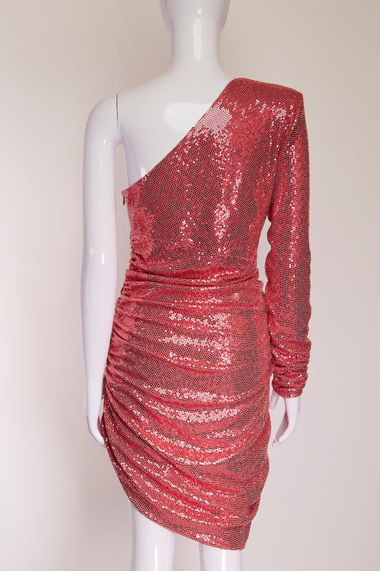 Alexandre Vauthier One Shoulder Pink Sequin Dress FR44 IT48