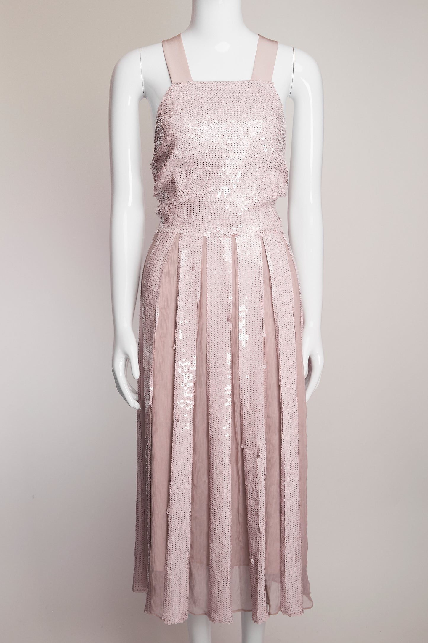Tibi Sequin Soft Pink Panel Dress US4