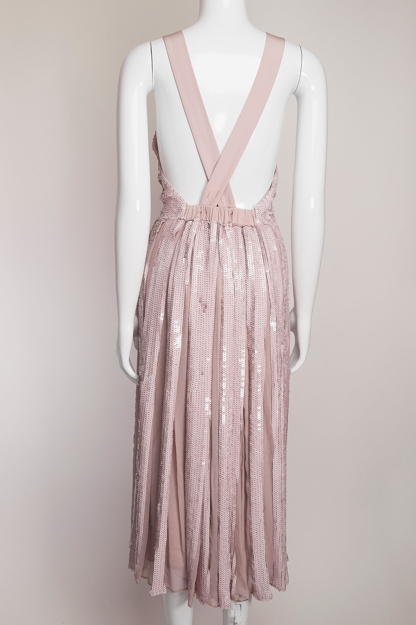 Tibi Sequin Soft Pink Panel Dress US4