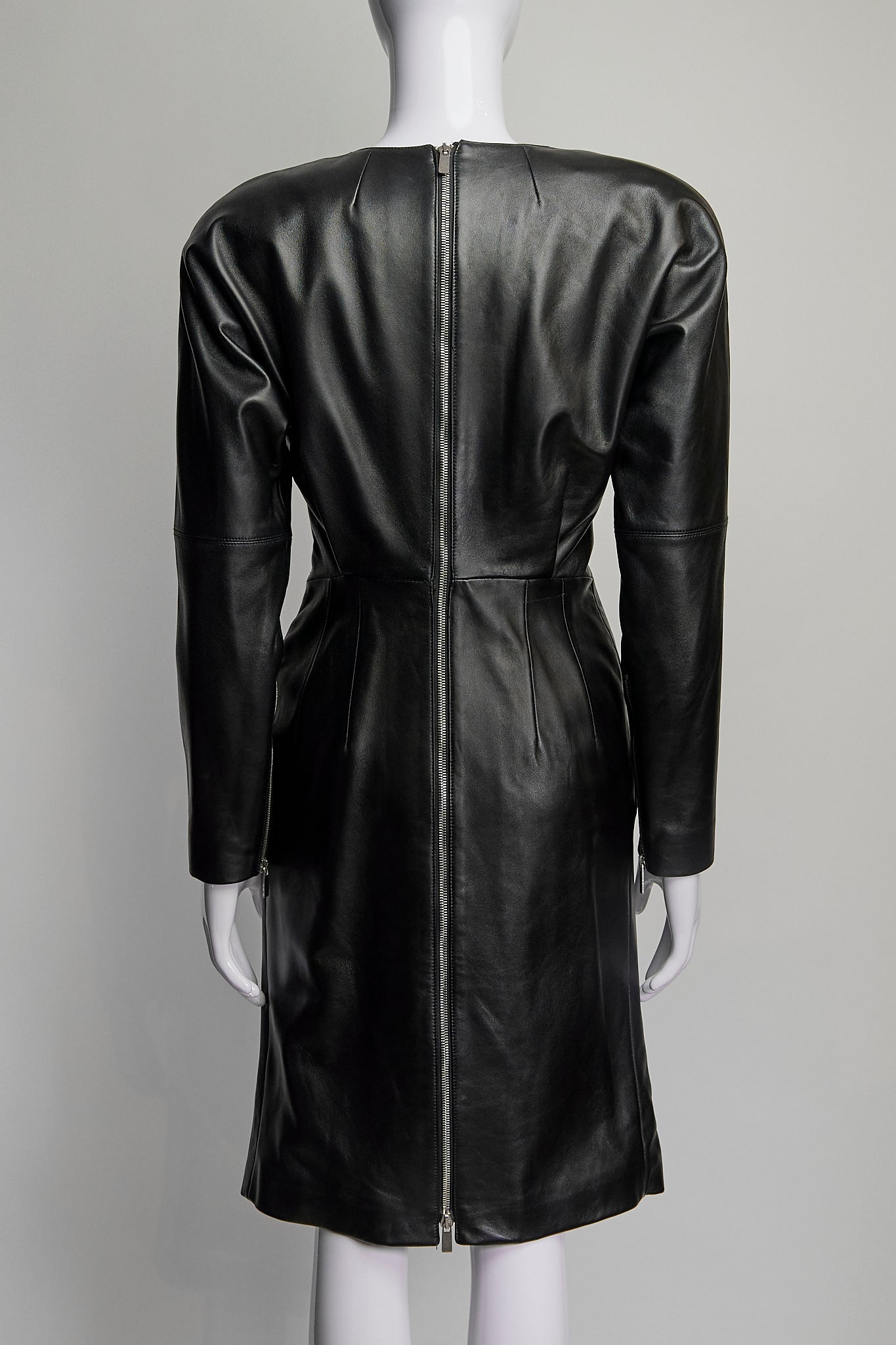 Michael Kors Collection Black Leather Dress US4