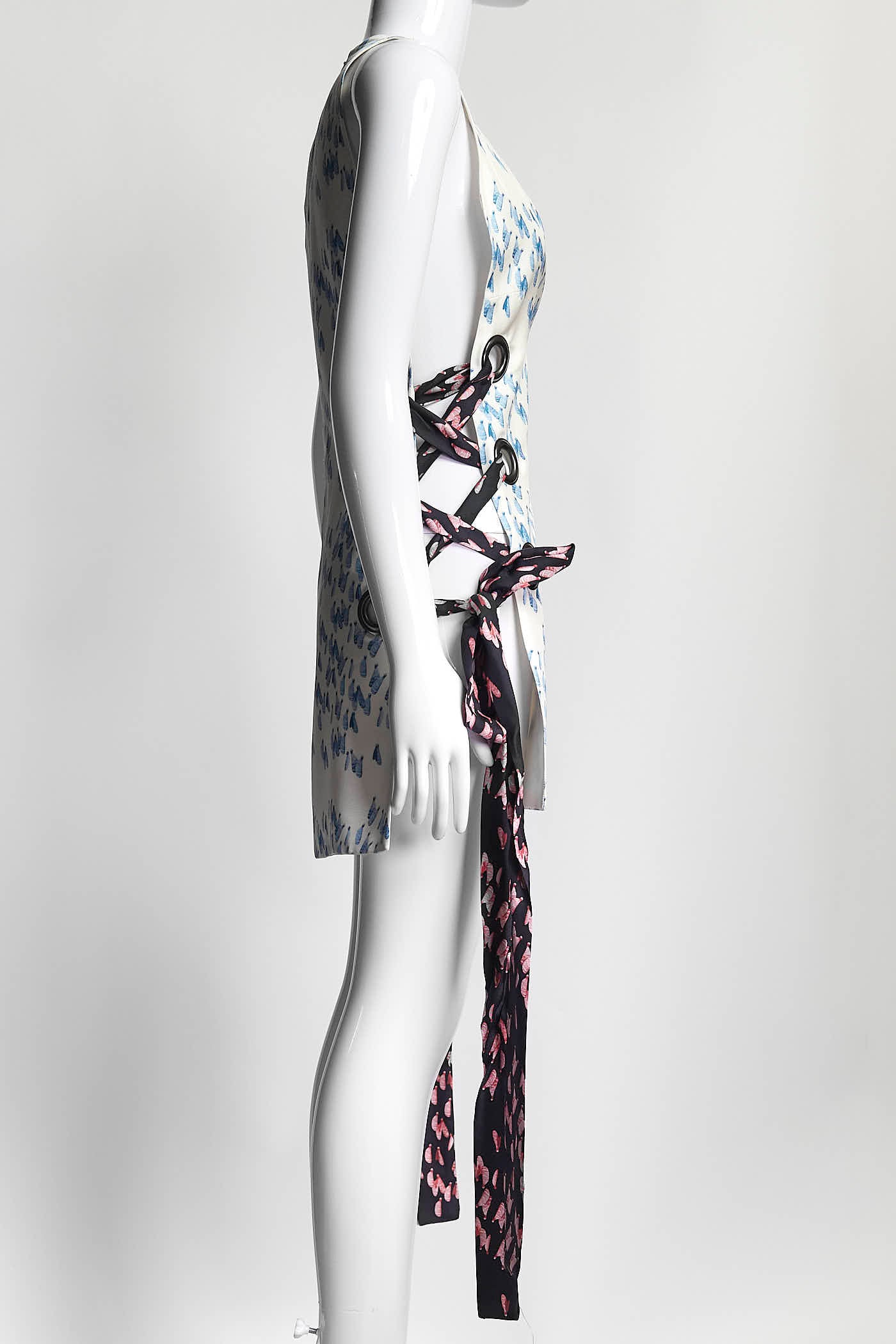 Ellery White/Blue Kaiser V-Neck Top with Eyelets AU8