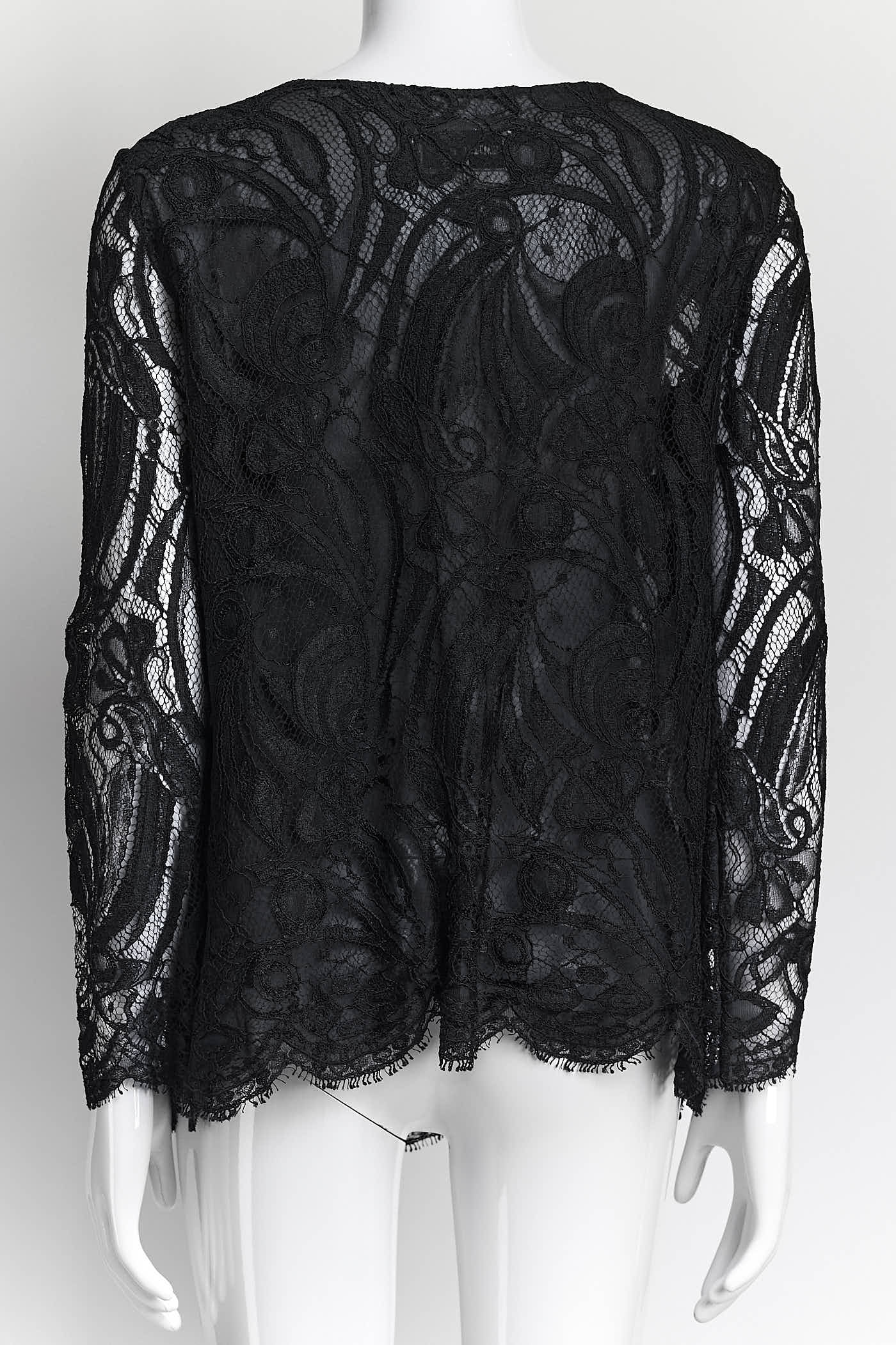 Emilio Pucci Black Lace with Fringe Blouse 42