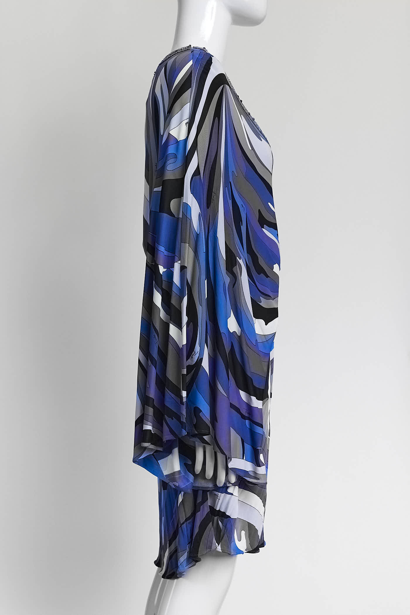 Emilio Pucci Blue Patterned with Beaded Detail Top 42