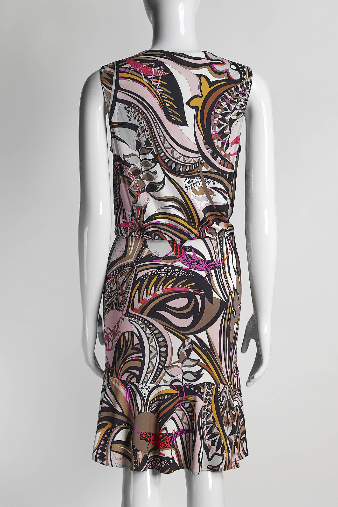Emilio Pucci Pink Patterned Sleeveless Dress IT40