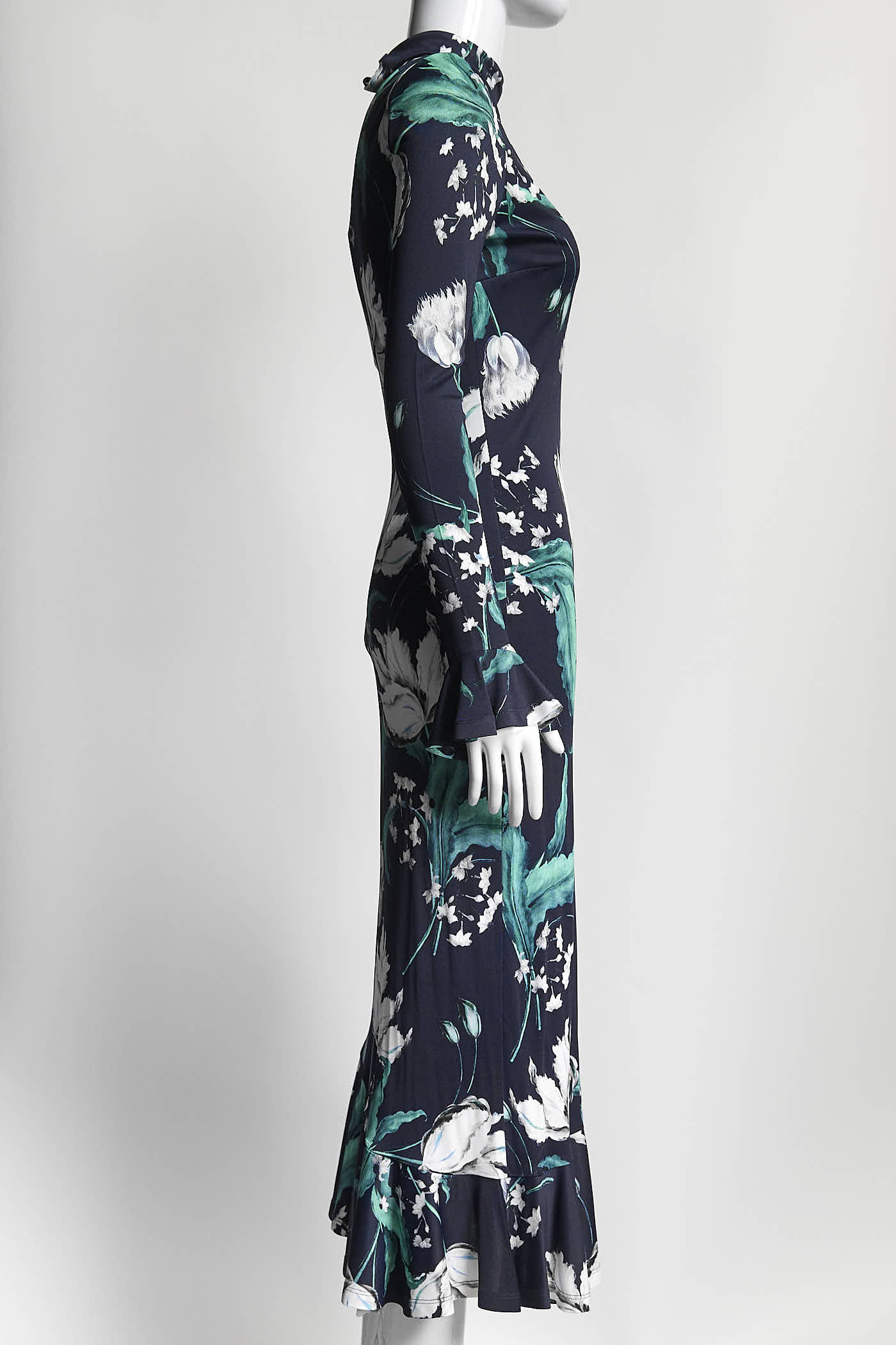 Erdem Navy/White Floral Printed Dress 10