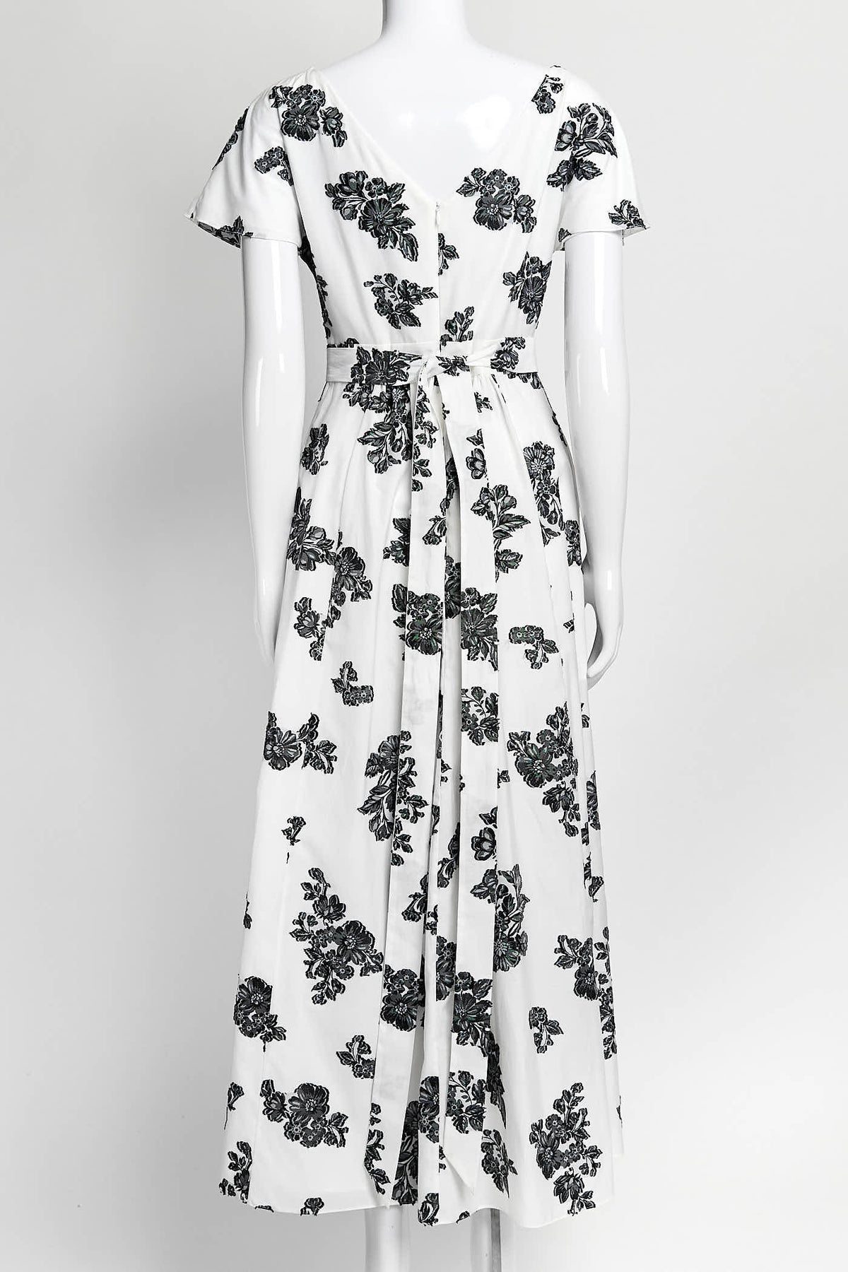 Erdem White Black Floral Print Long Dress 2