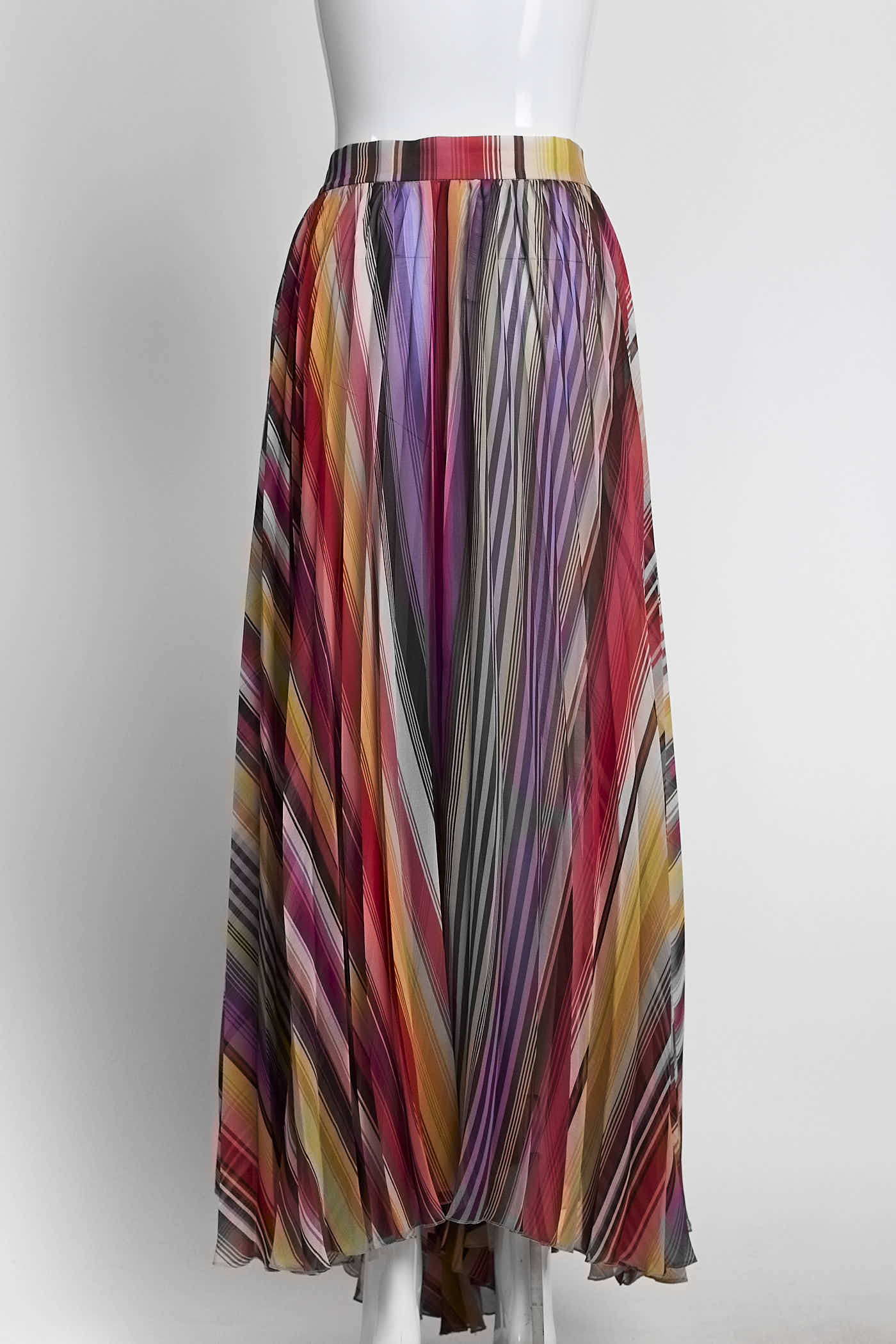 Etro Multicolor Striped Pleated Skirt 46