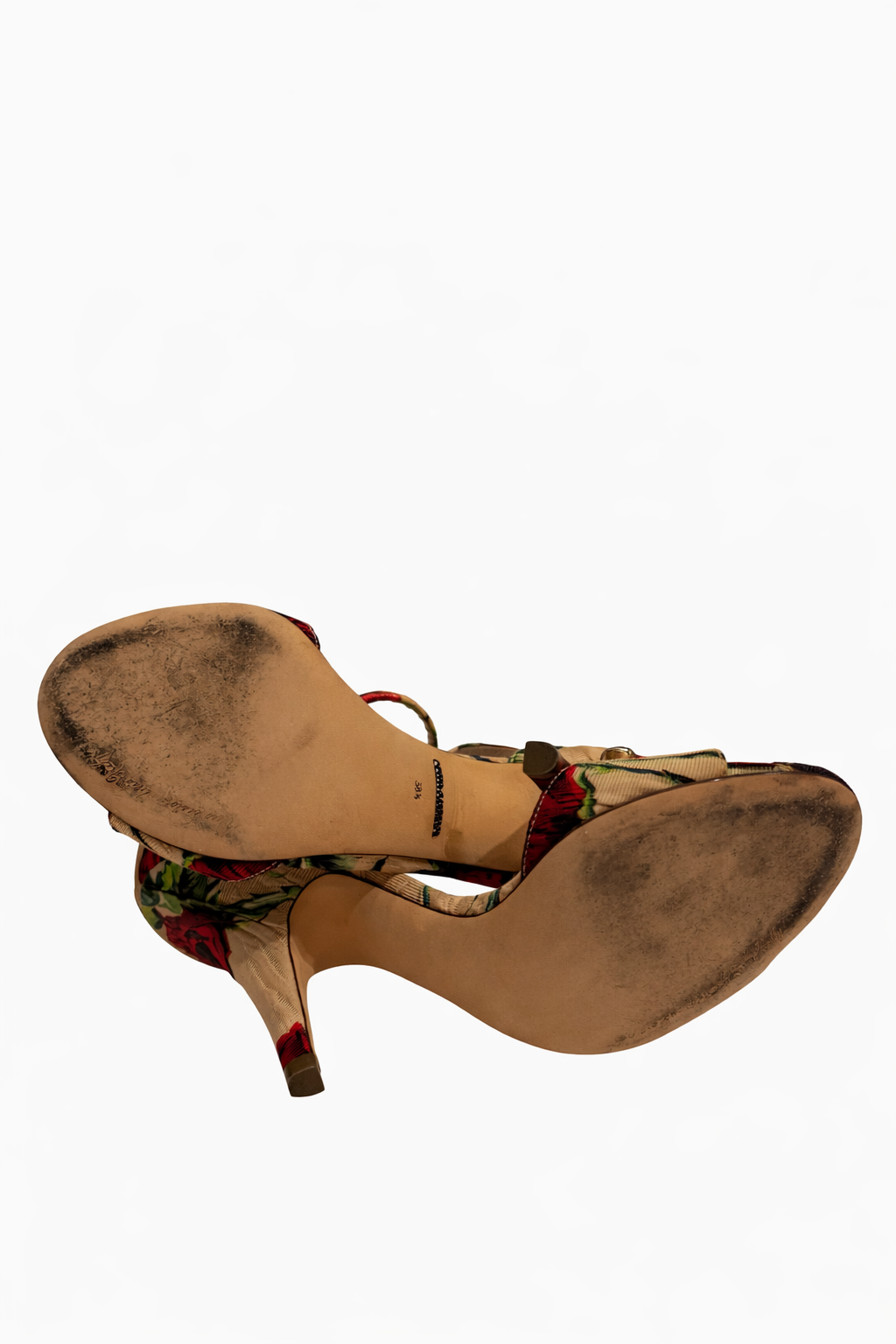 DOLCE AND GABBANA EMBELLISHED FLORAL PRINT BROCADE SANDALS