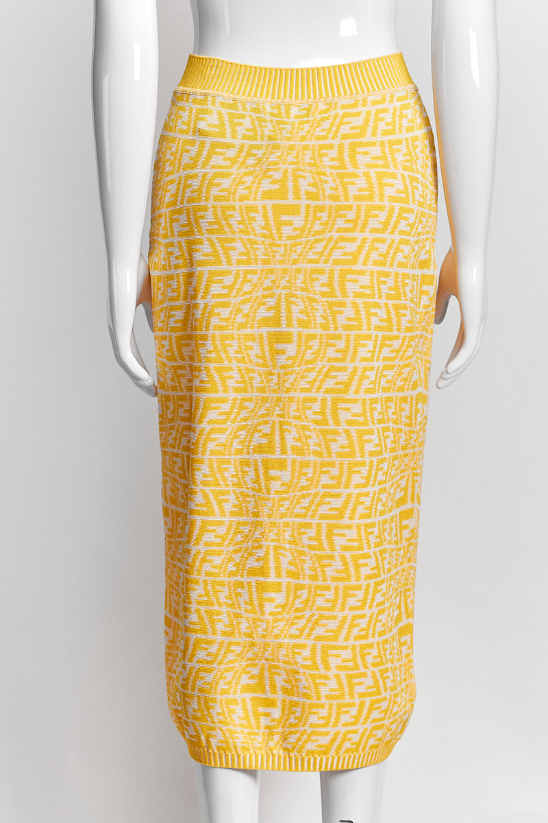 FENDI YELLOW MID LENGTH LOGO SKIRT M