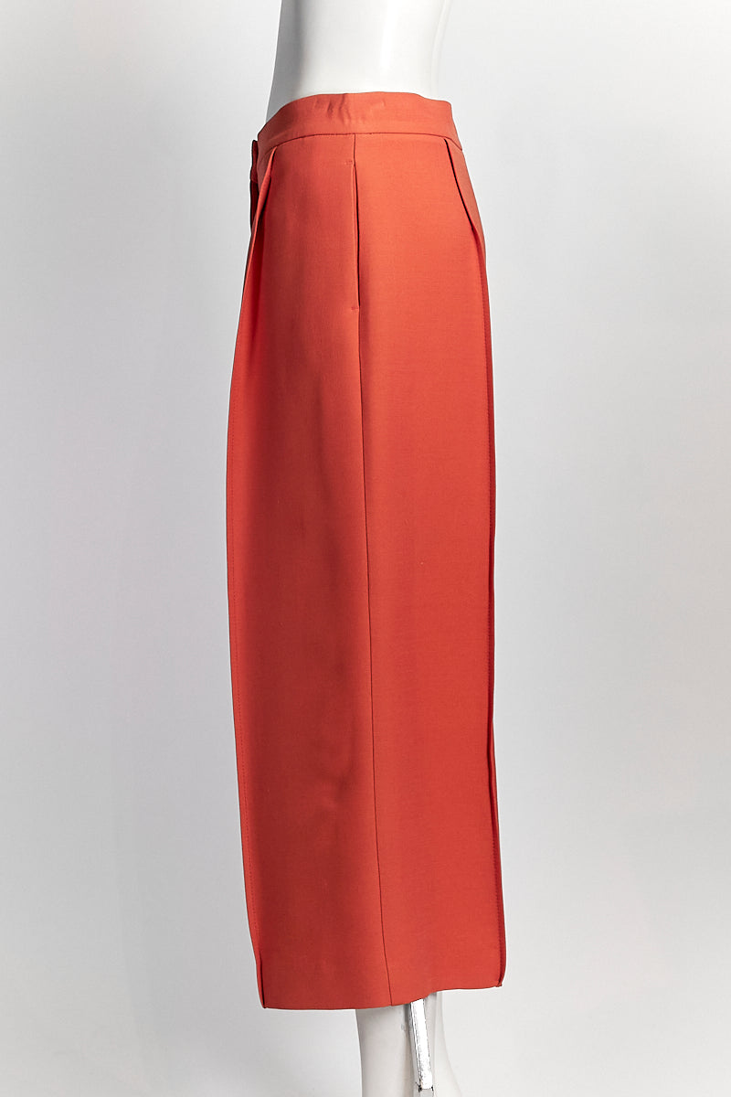 Fendi Cropped Tailored Wool-silk Blend Orange Trousers IT 42