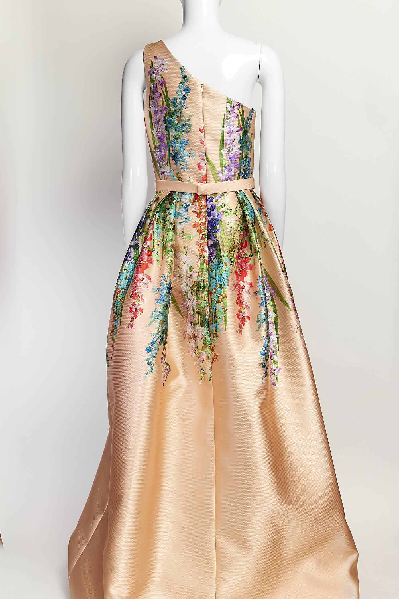 Frascara Pink Floral One Shoulder Gown 4