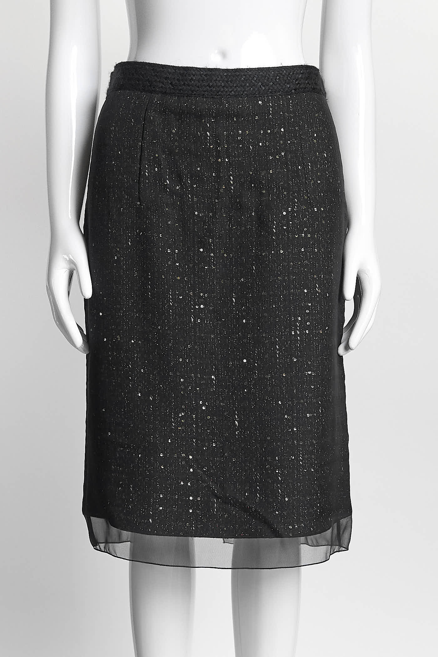 Giambattista Valli Black Sequin with Rounded Shoulder Blazer/Skirt Suit