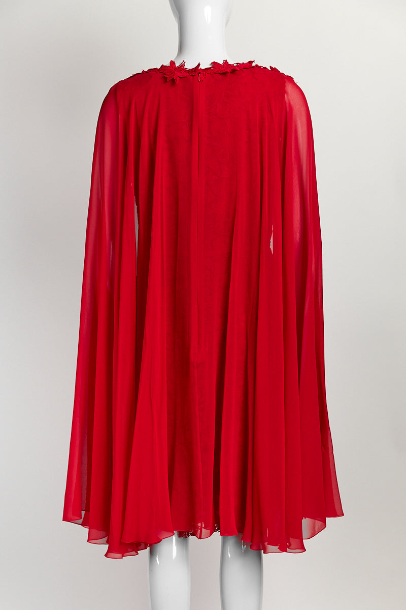 Giambattista Valli Red Lace Dress 42