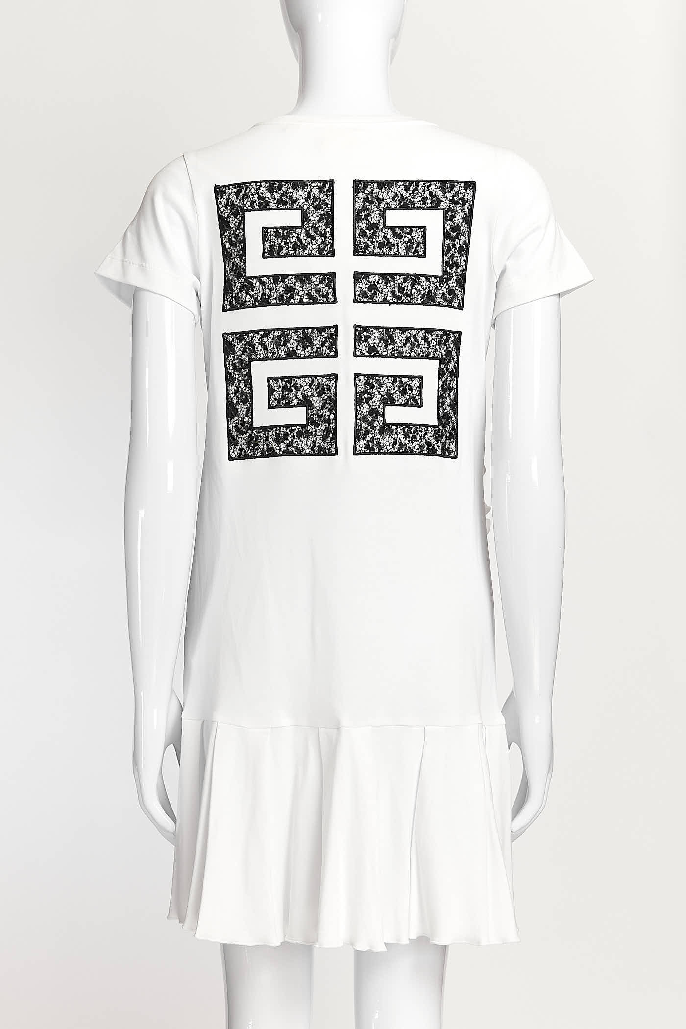 Givenchy White Kids Ruffle Logo Print Dress 12+
