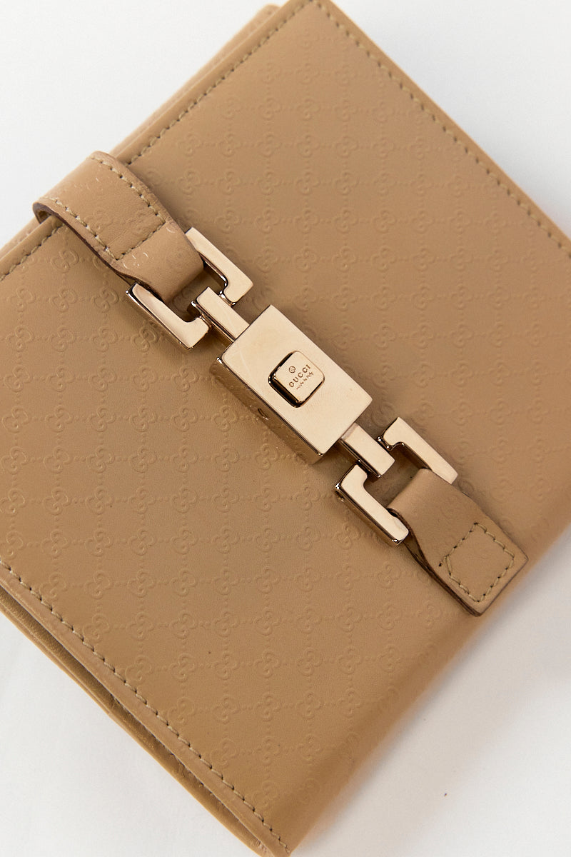 Gucci Beige Jackie Micro GG Leather Wallet