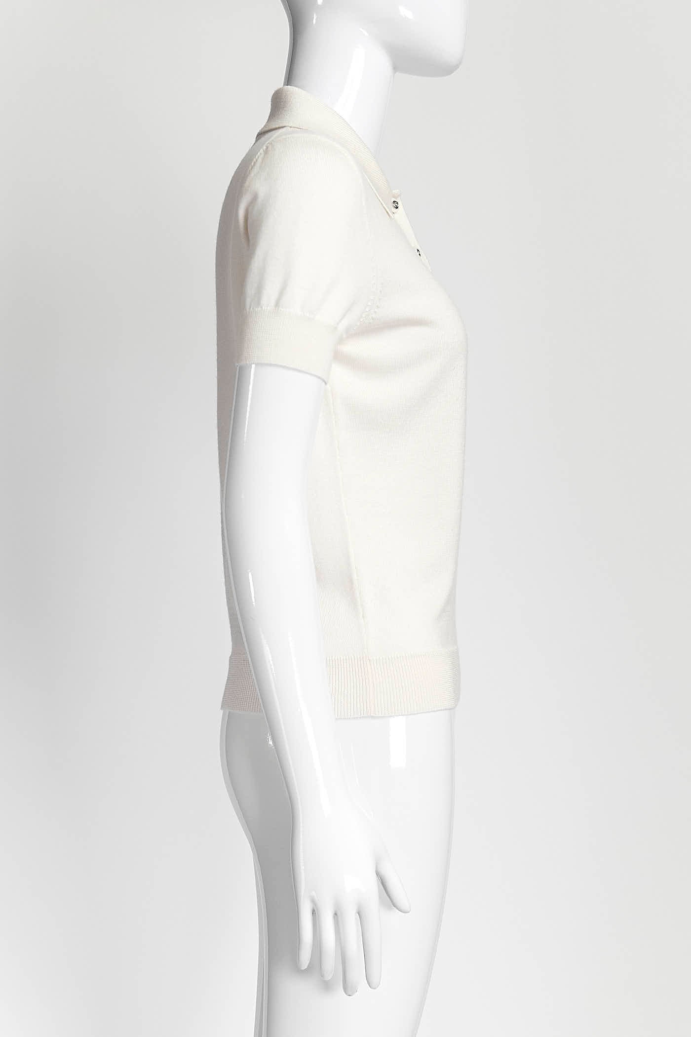 Gucci Cream Kint ShortSleeve Top S