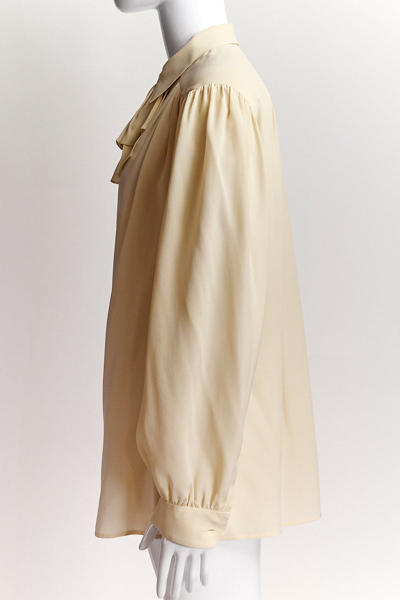 Gucci Cream Silk Blouse with Tie IT 38