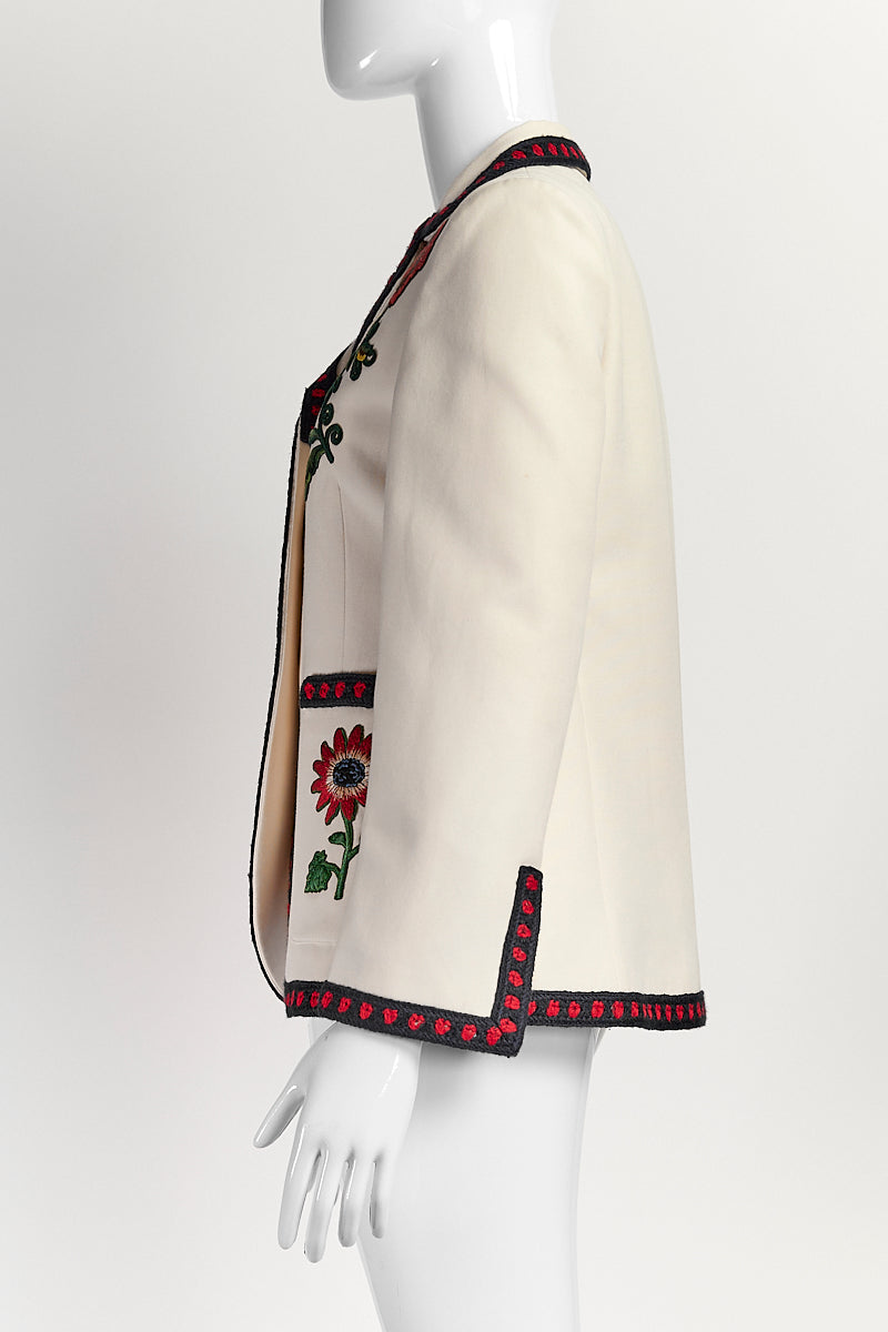 Gucci Ivory Floral Embroidered Jacket 42