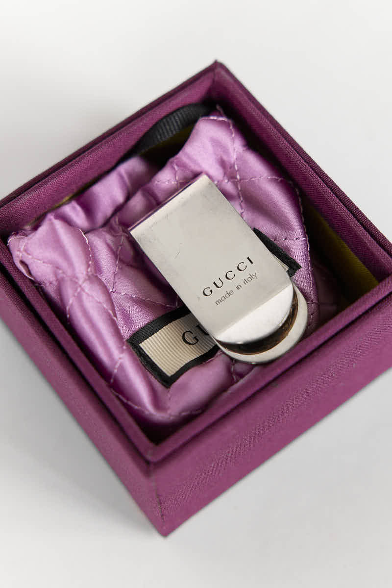 Gucci Logo Silver-Tone Metal Clip