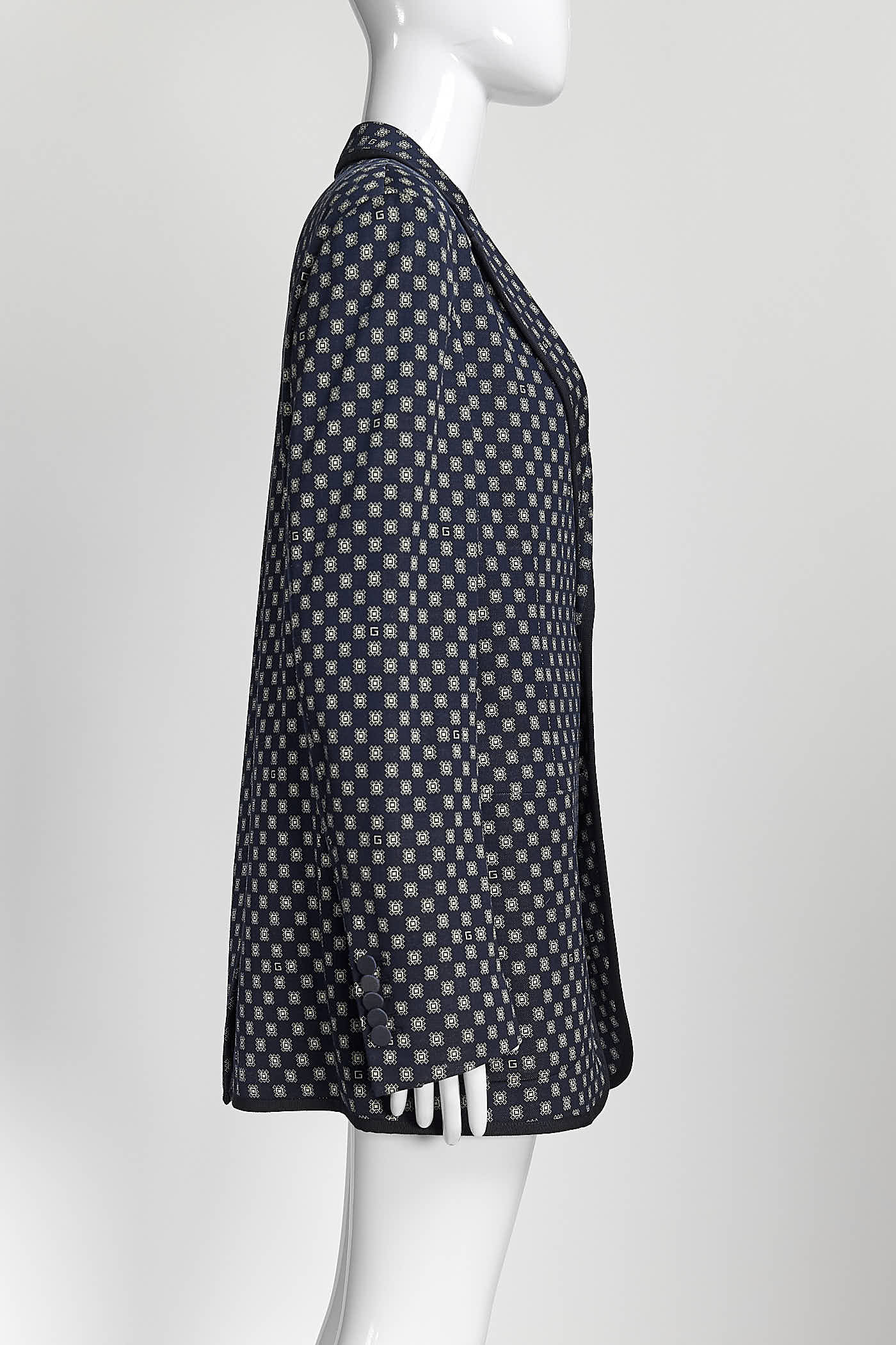 Gucci Navy Cotton Printed Blazer 48