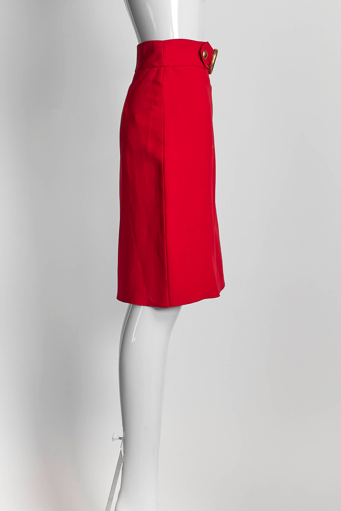 Gucci Red Skirt w/Gold GG logo Buckle 44