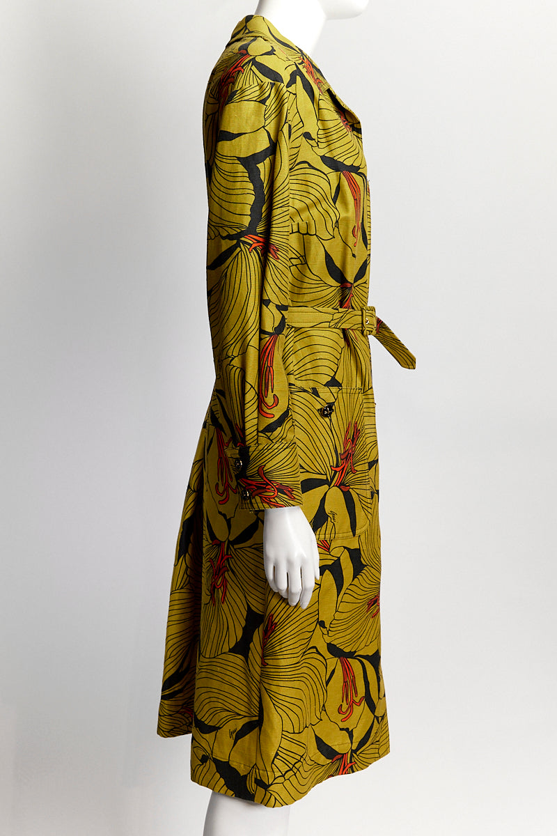 Gucci Yellow Floral Shirt Dresses IT42