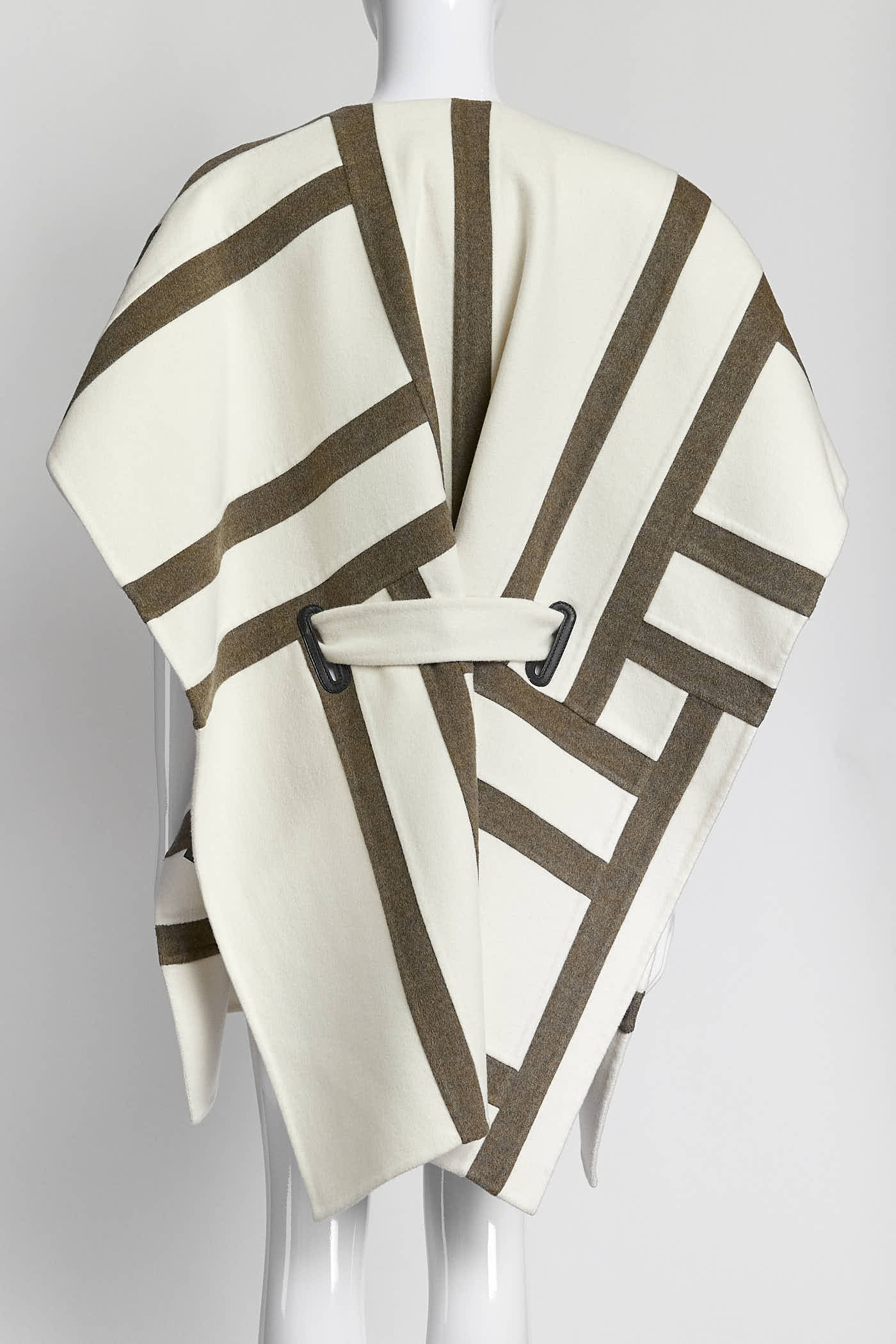 Hermes Gilet Long Inspo Poncho Cachemire Double Blanc Casse 38