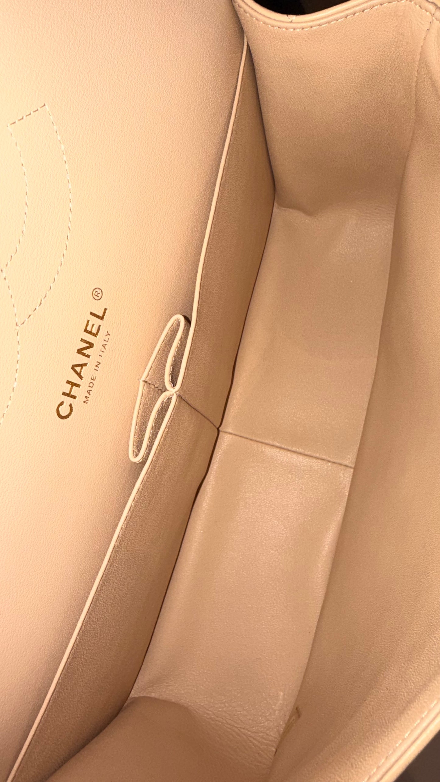 CHANEL BEIGE LAMBSKIN QUILTED MEDIUM DOUBLE FLAP BAG