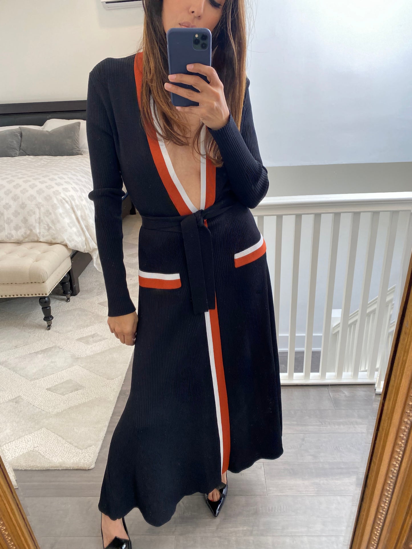 Maje Black Knit Belted Long Cardigan 2