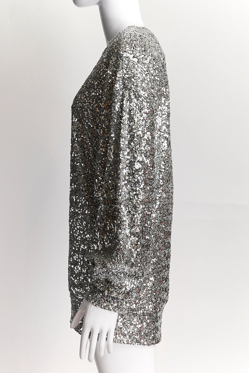 Isabel Marant Crew Neck Silver Metallic Top IT36
