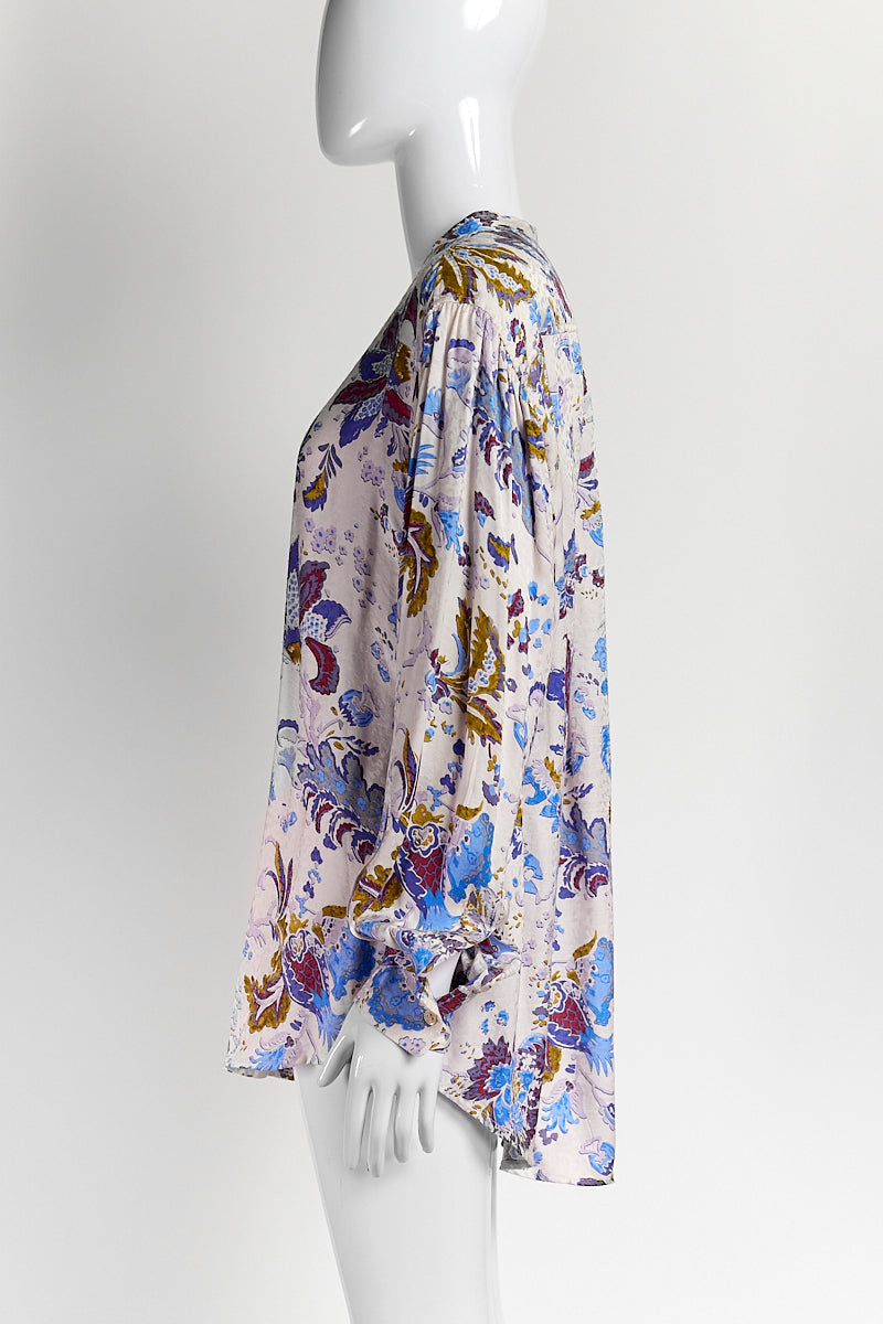 Isabel Marant ÈTOILE Pink Floral Print Mock Neck Blouse 38