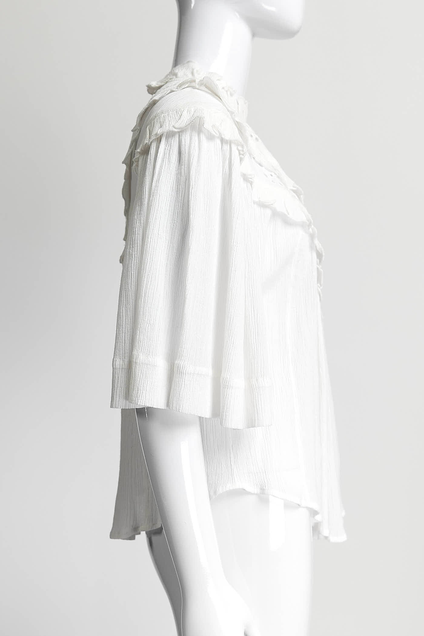 Isabel Marant ÈTOILE White Embroidered Cotton Blouse 40