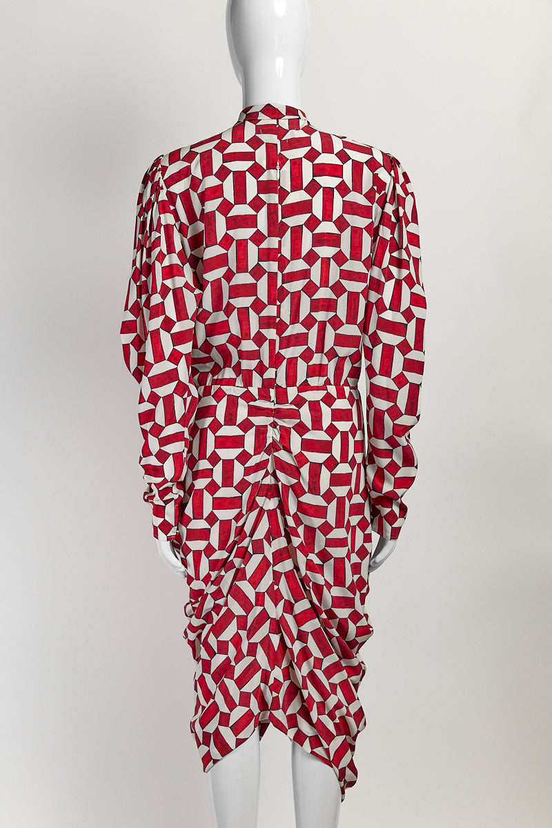 Isabel Marant Red and White Patterned Dress FR40 IT44