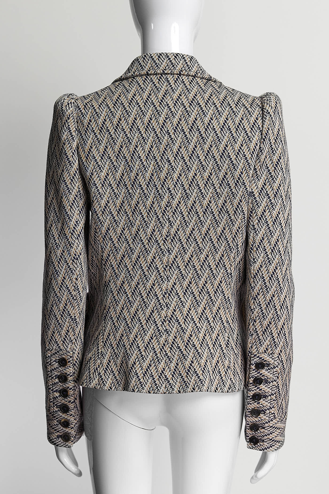 Louis Vuitton Beige/Navy Multicolor Wool Blazer with Logo Lining 38