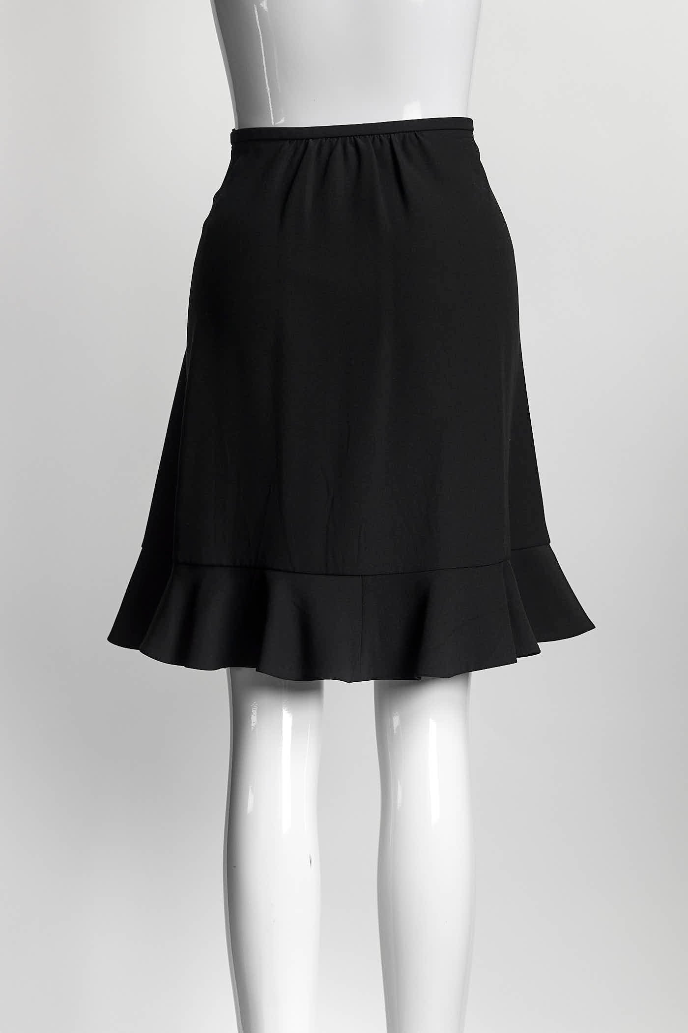 Louis Vuitton Black Silk Ruffle Skirt 38