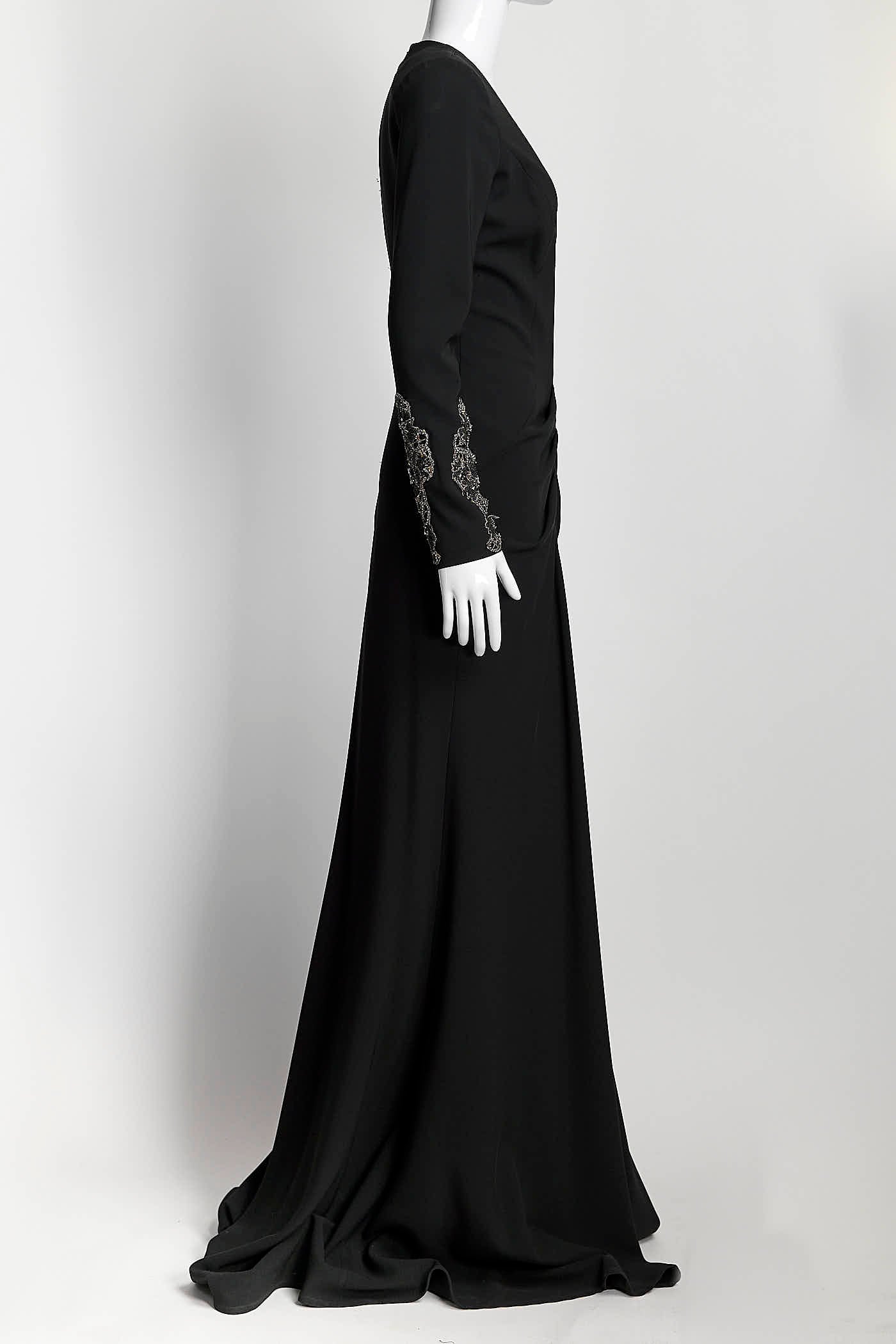 Lucian Matis Black Evening Gown Beaded Detail 4