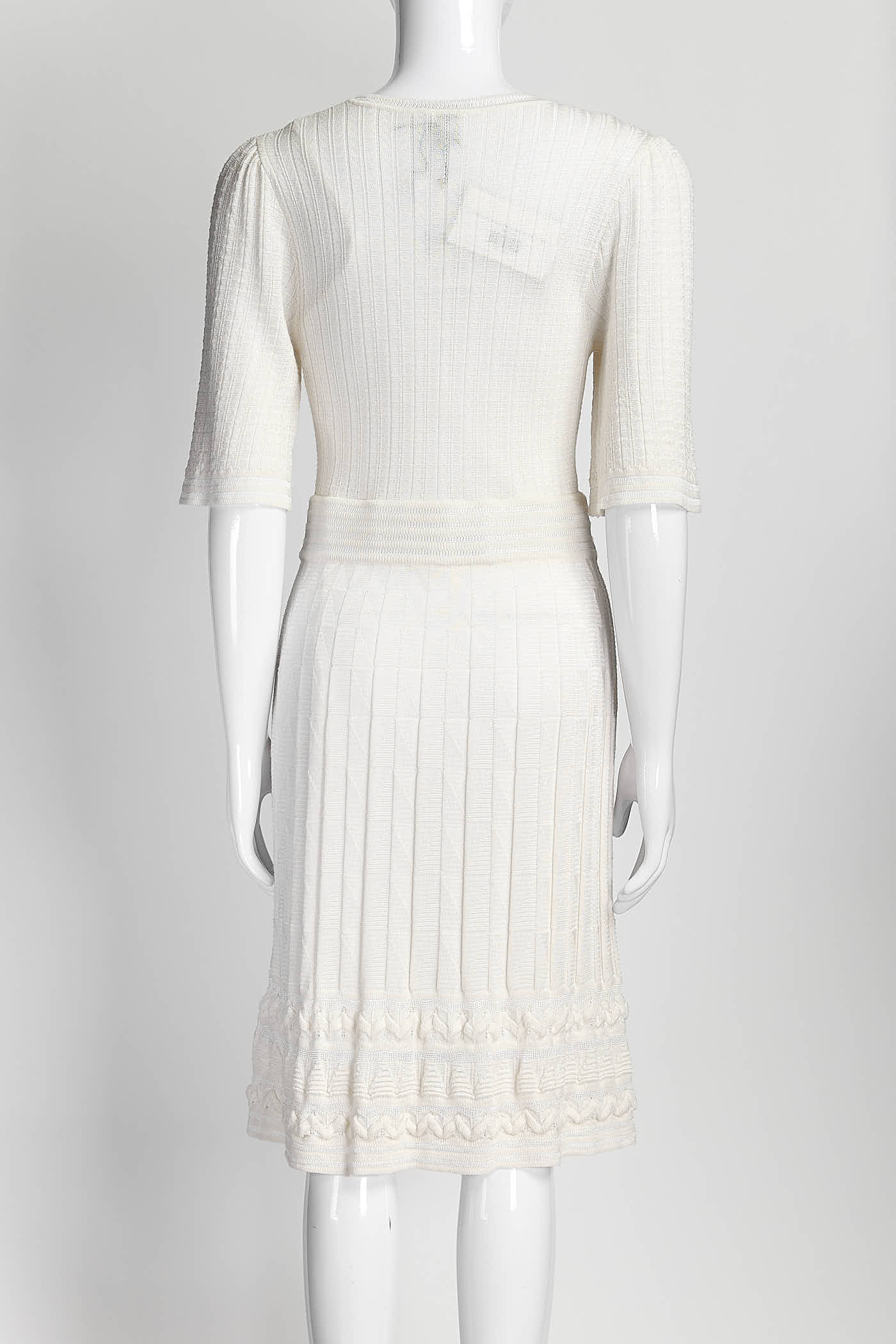 M Missoni Cream Kint Short-sleeved Dress 42