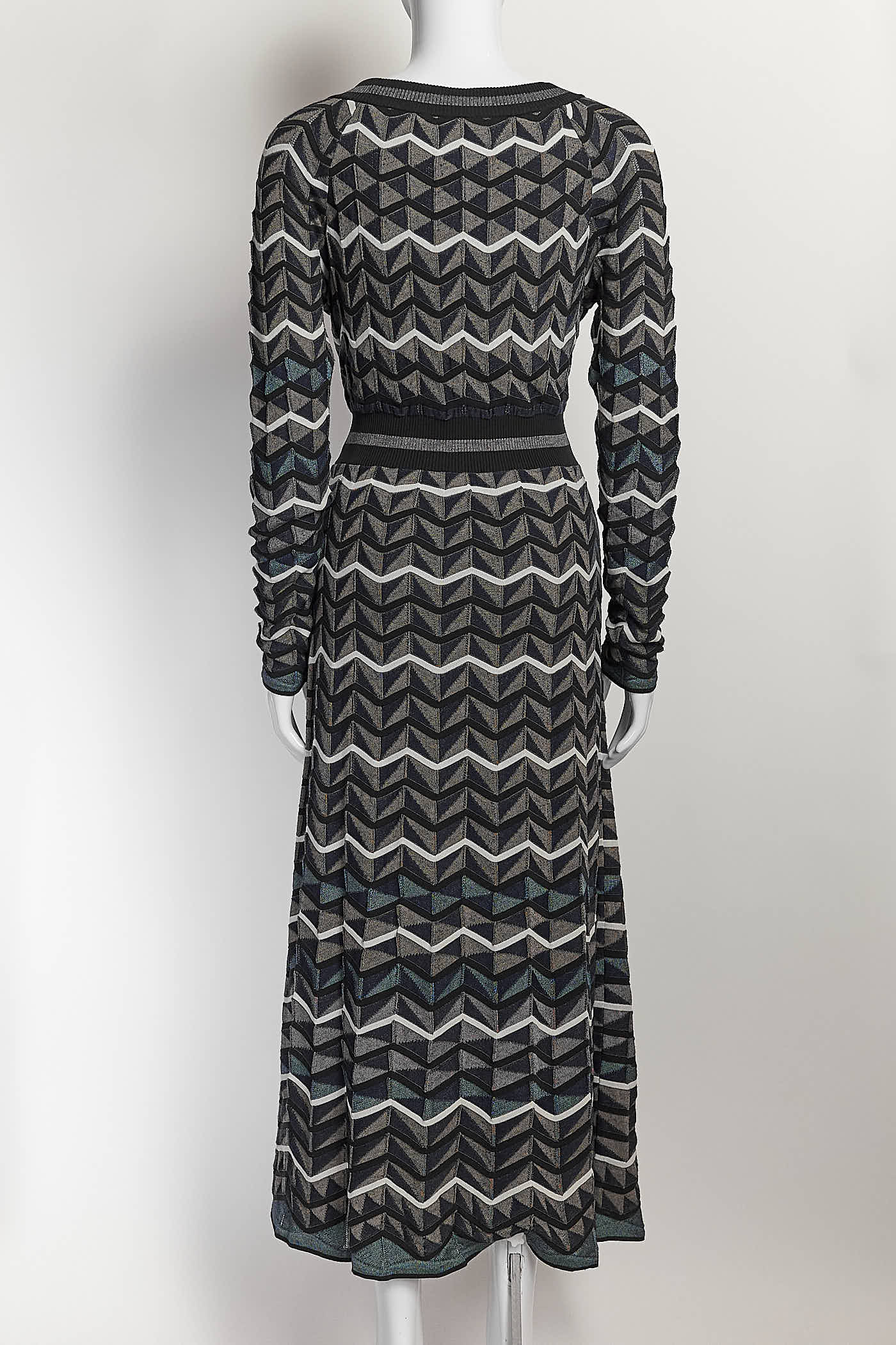 M Missoni Zig Zag Pattern Knit Midi Dress 44