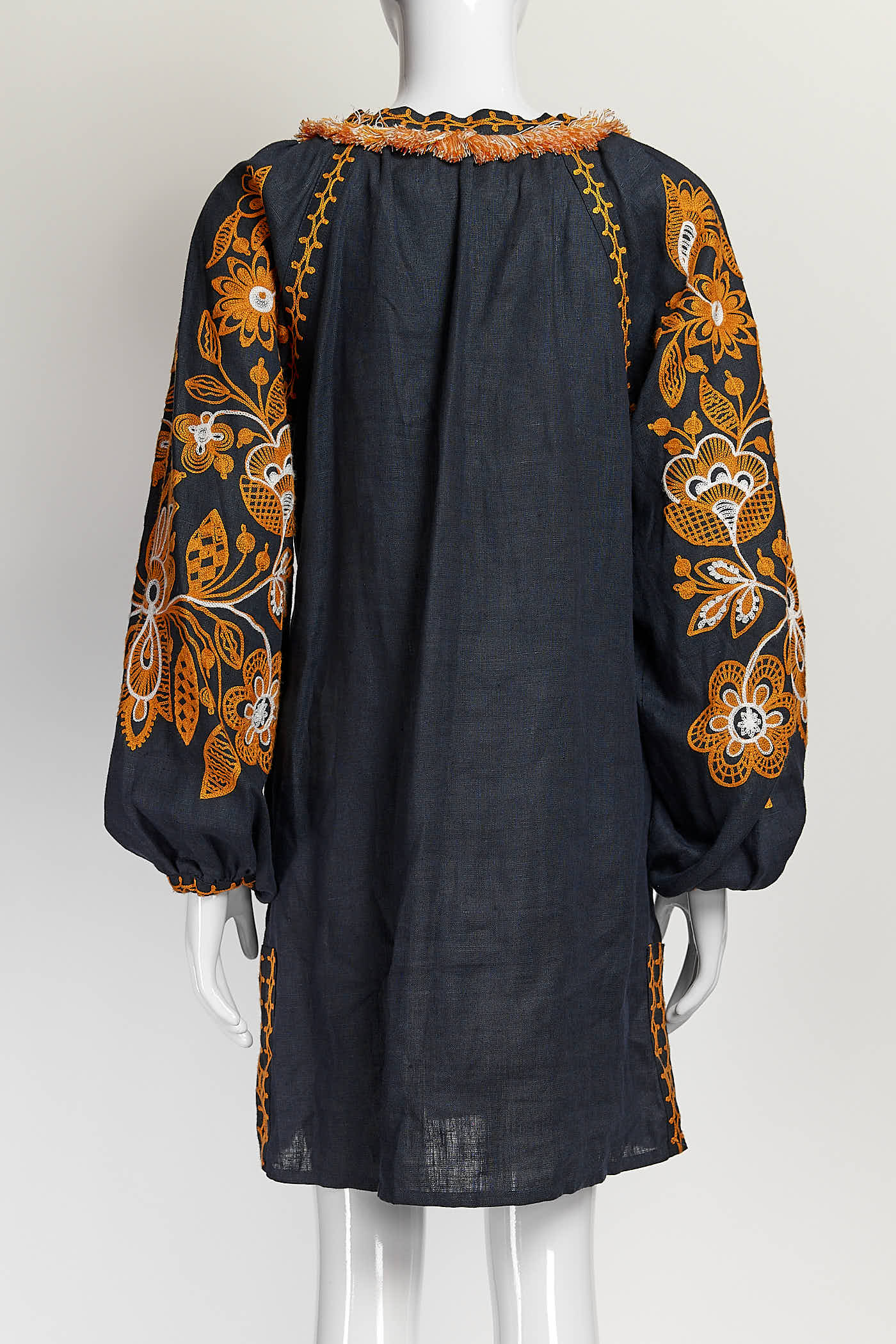 March 11 Navy Orange Embroidered Dress XS