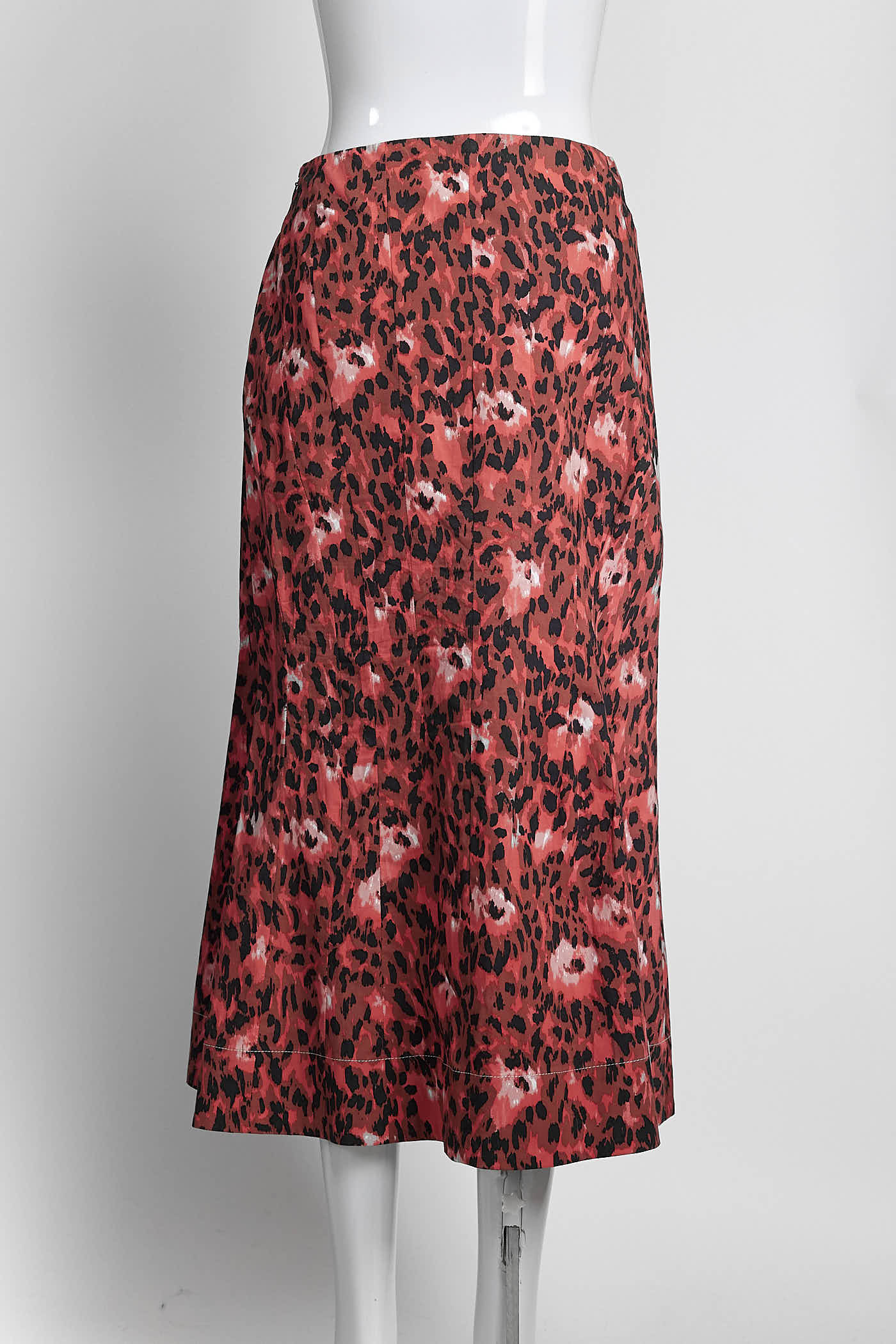 Marni Red Leopard Print Skirt 38