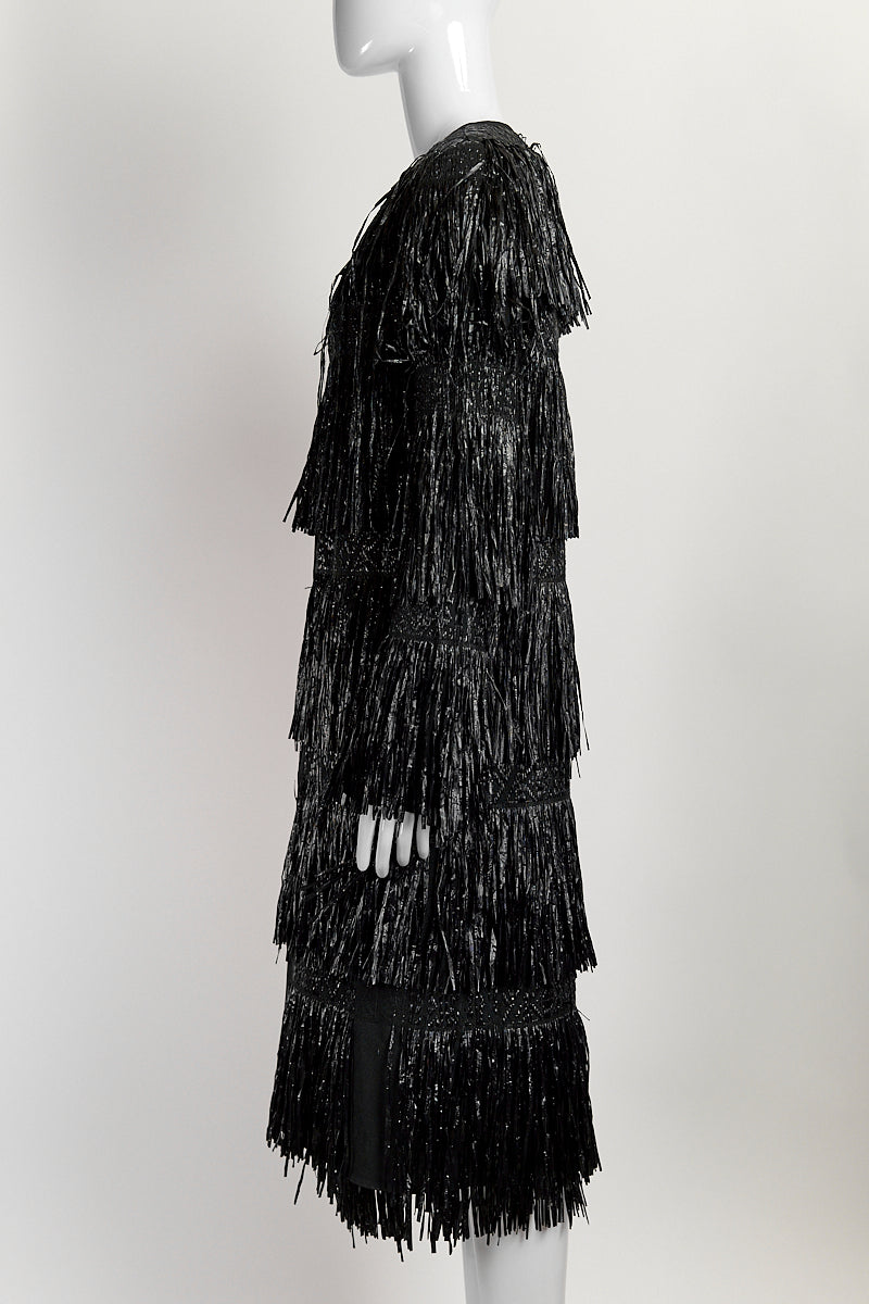 Milly Black Fringe Coat/Skirt S