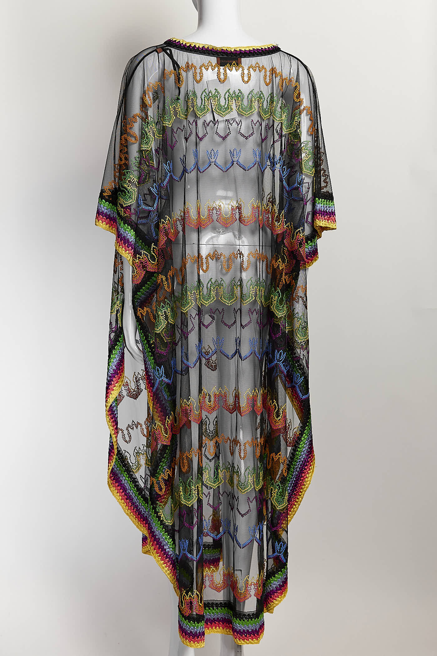 Missoni Black Sheer Multicolor Cape 46