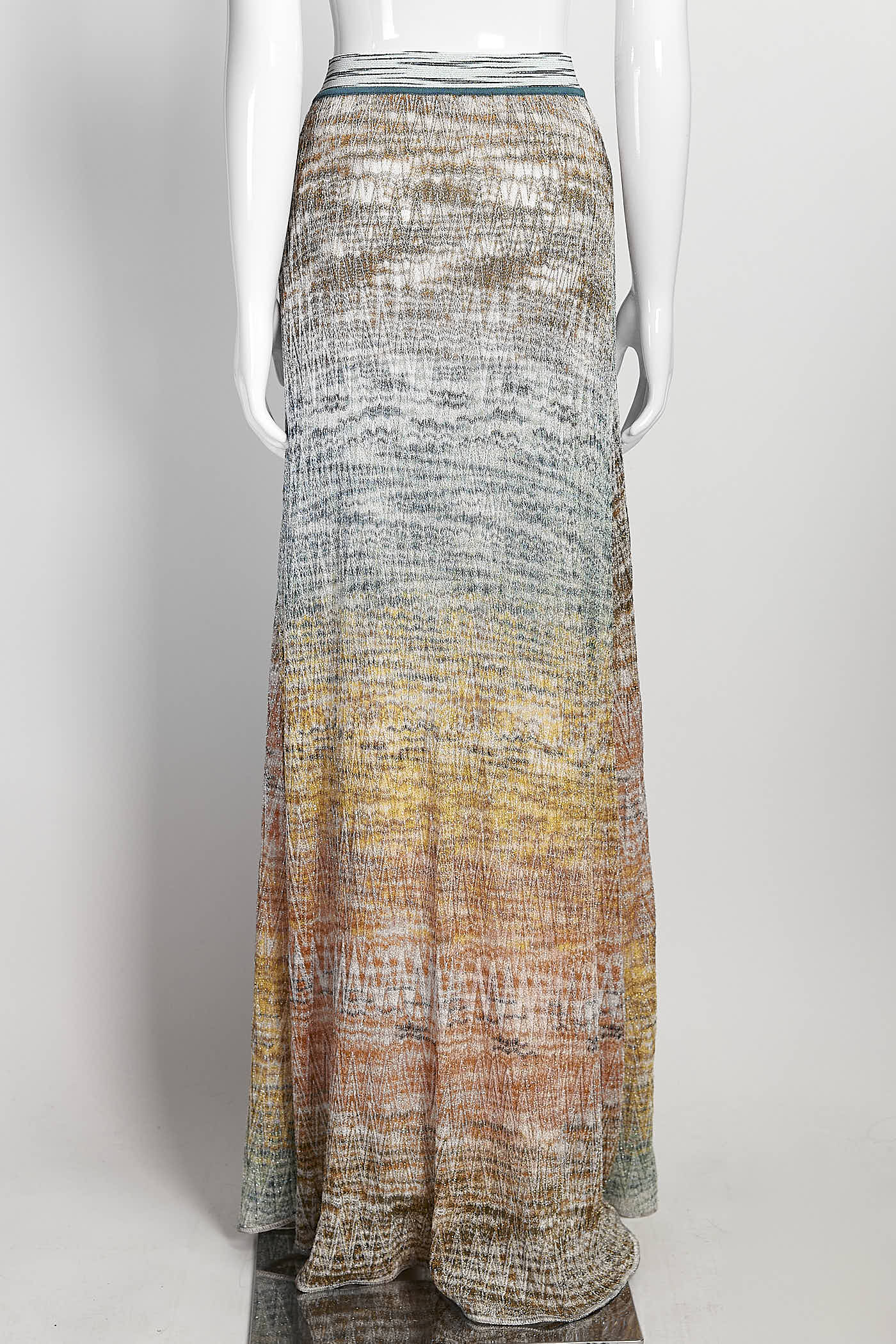 Missoni Metallic Multicolor Knit Maxi Skirt 40