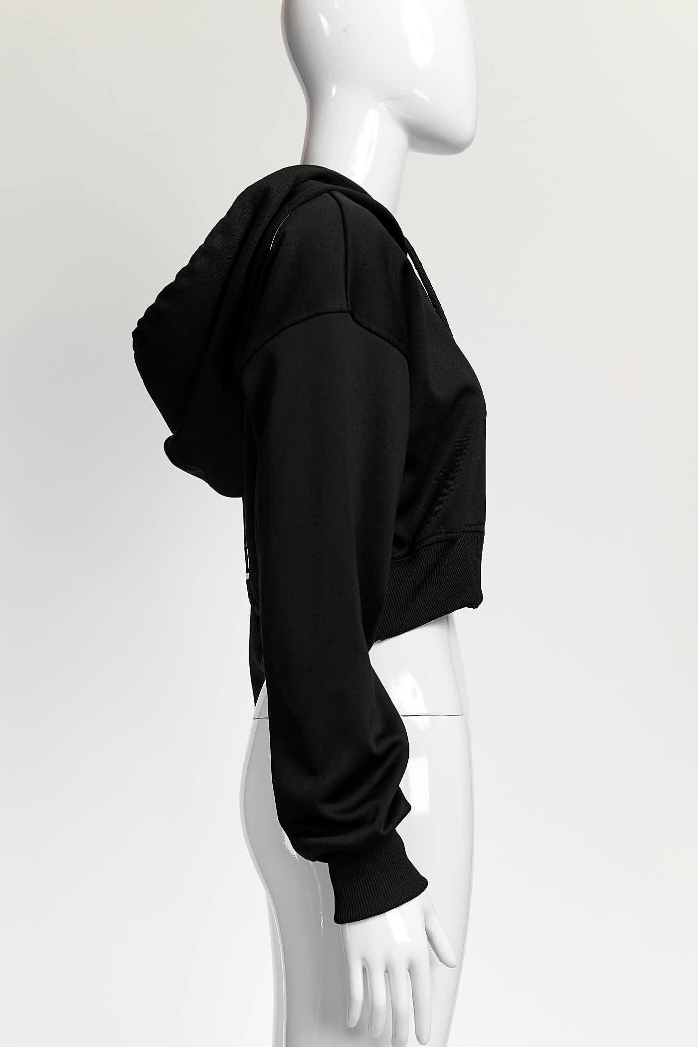 Moschino Couture Cropped Black Hoodie with Logo