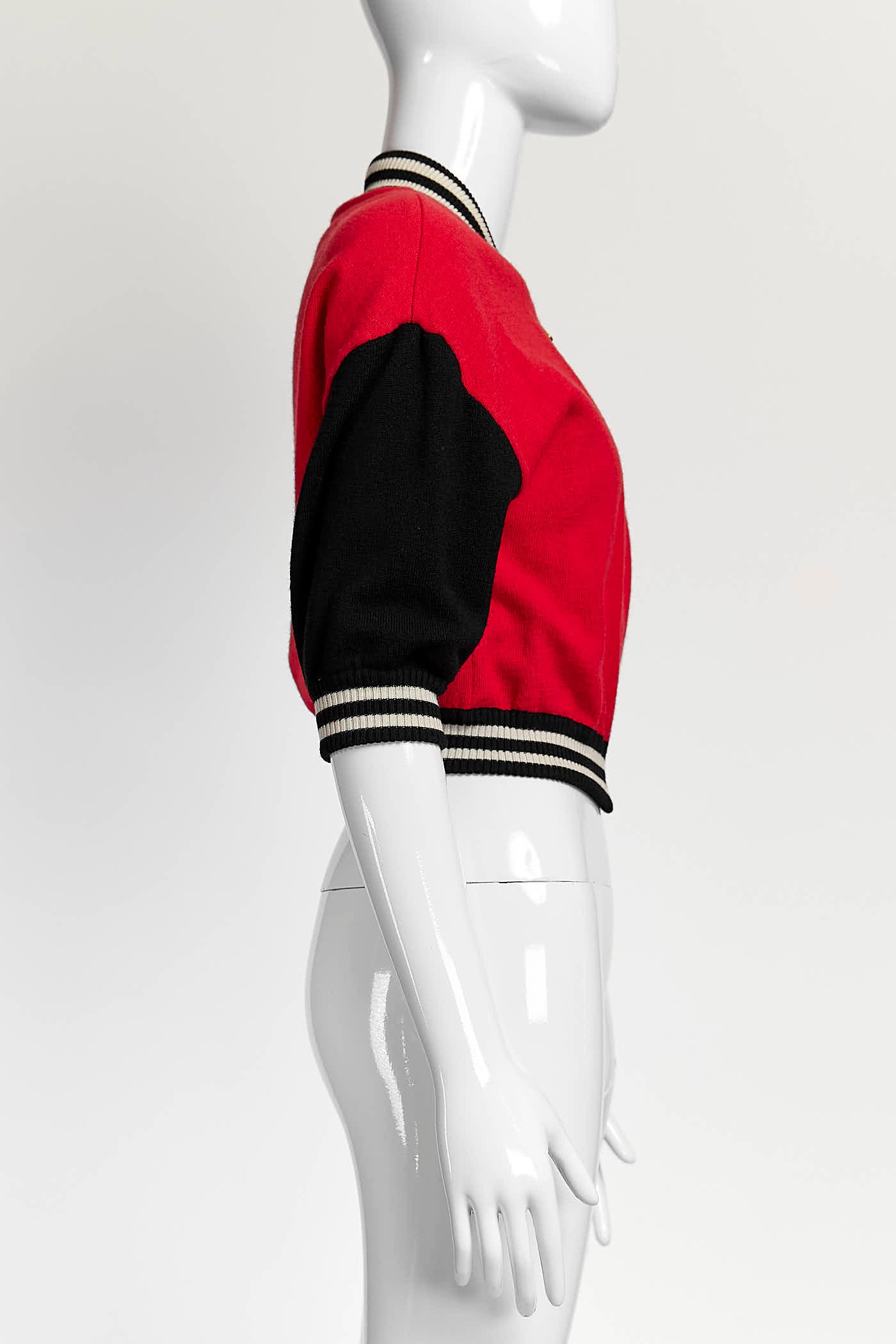 Moschino Red/Black Kint Crop Jacket IT40